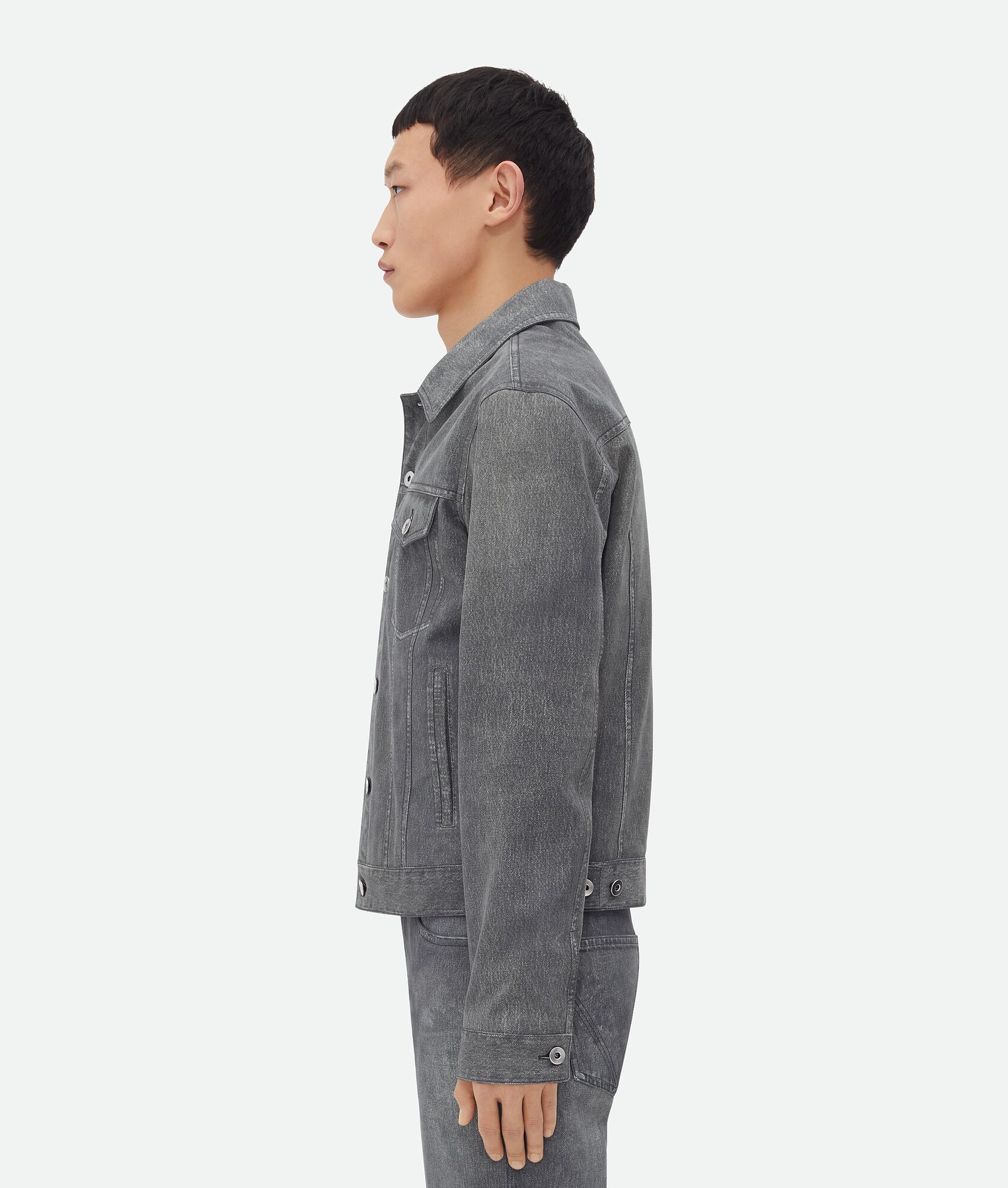 Printed Leather Denim Jacket - 2