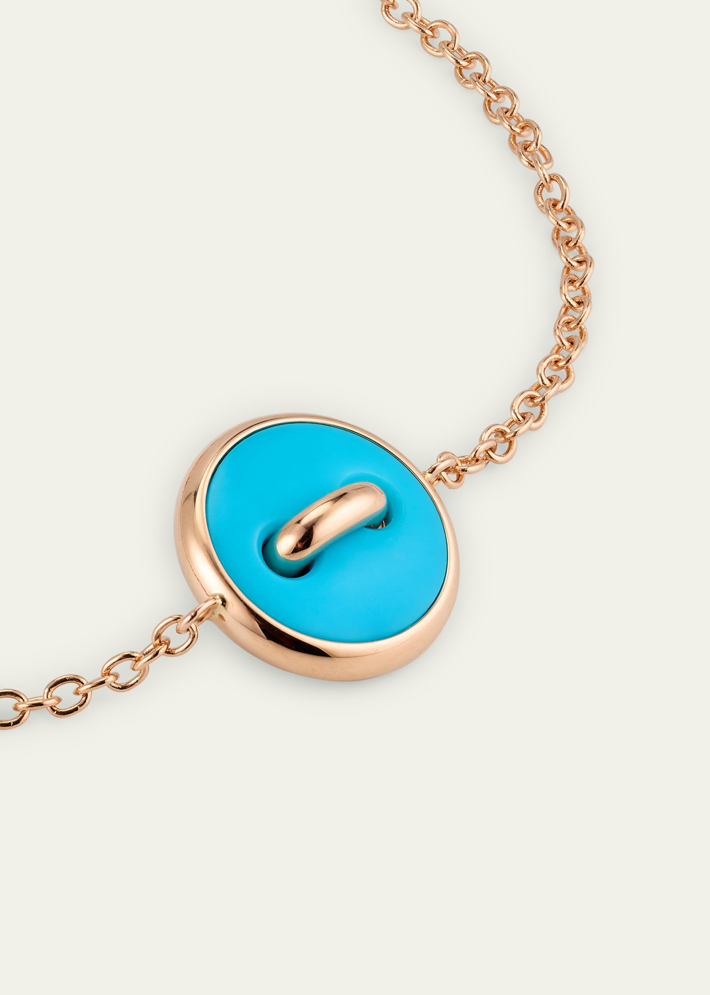 Pom Pom Dot 18K Rose Gold Diamond and Turquoise Chain Bracelet - 3