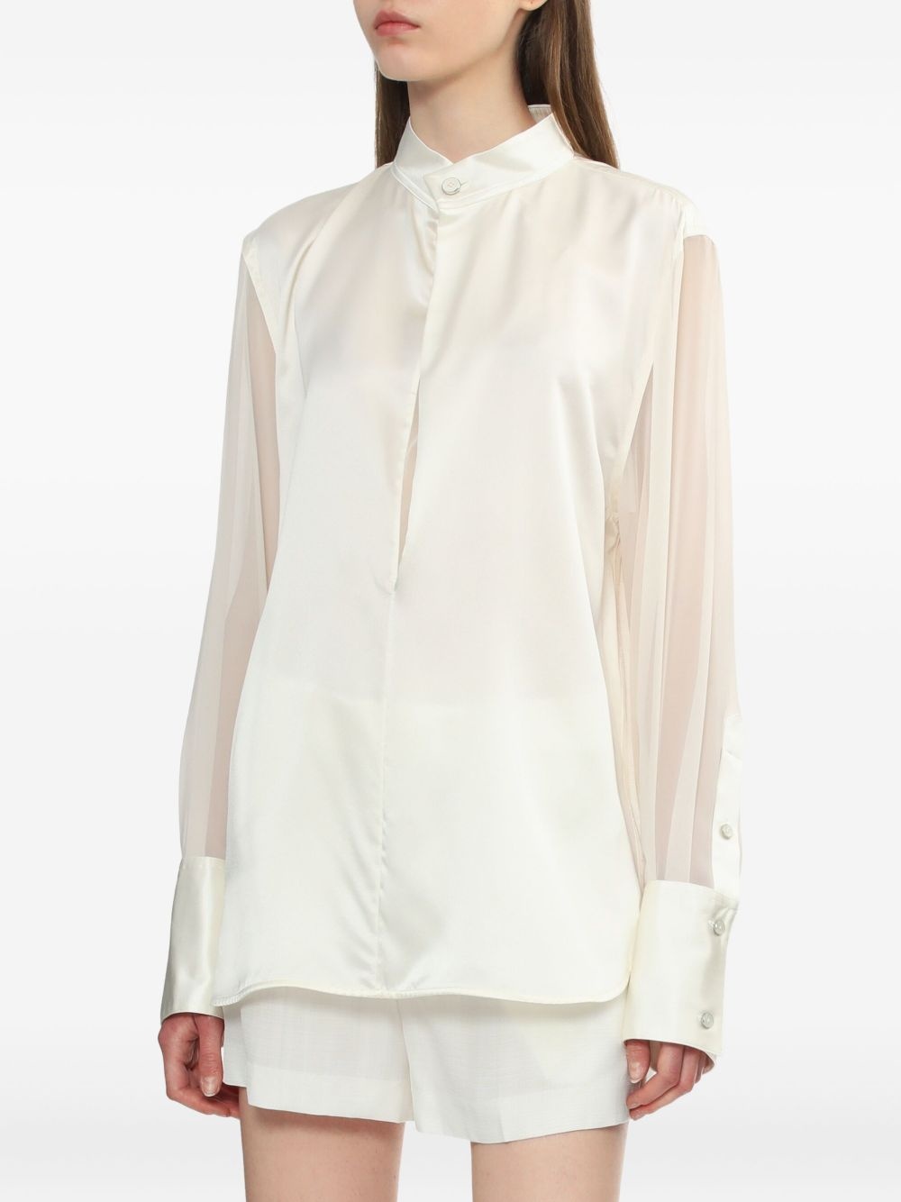 silk-panelled blouse - 3