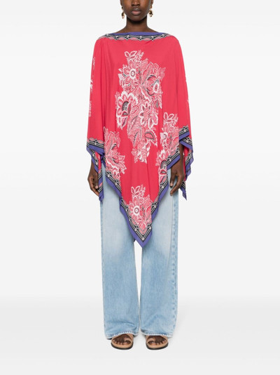 Etro floral-print boat-neck poncho outlook