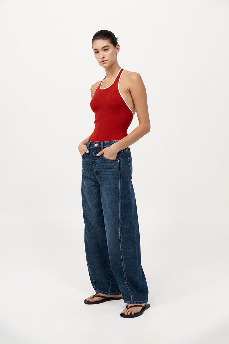 Mid Rise Balloon Jeans - Dark Indigo - 4