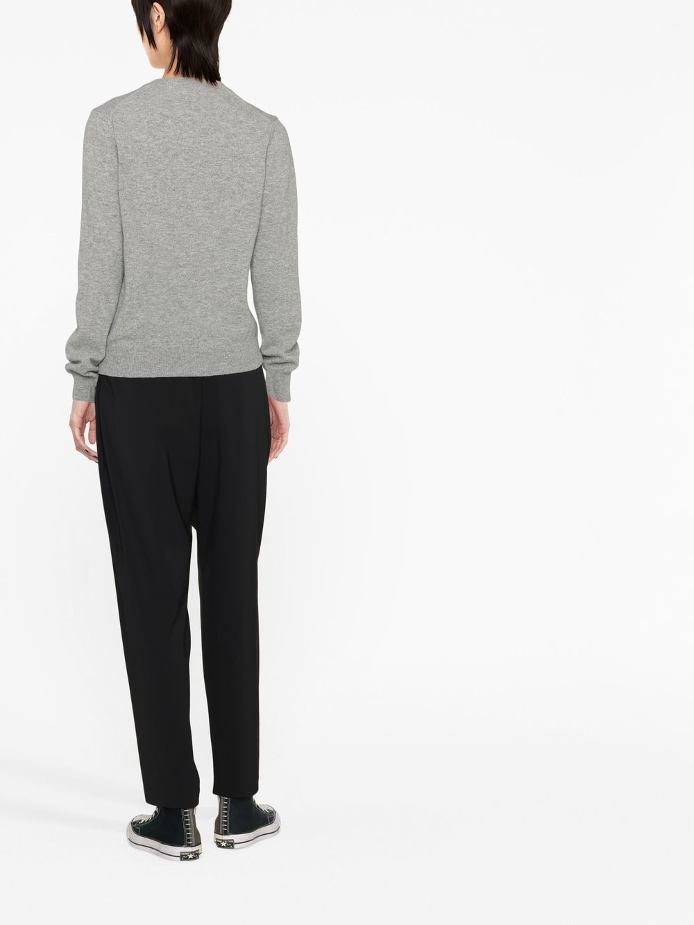 logo-print wool cardigan - 4