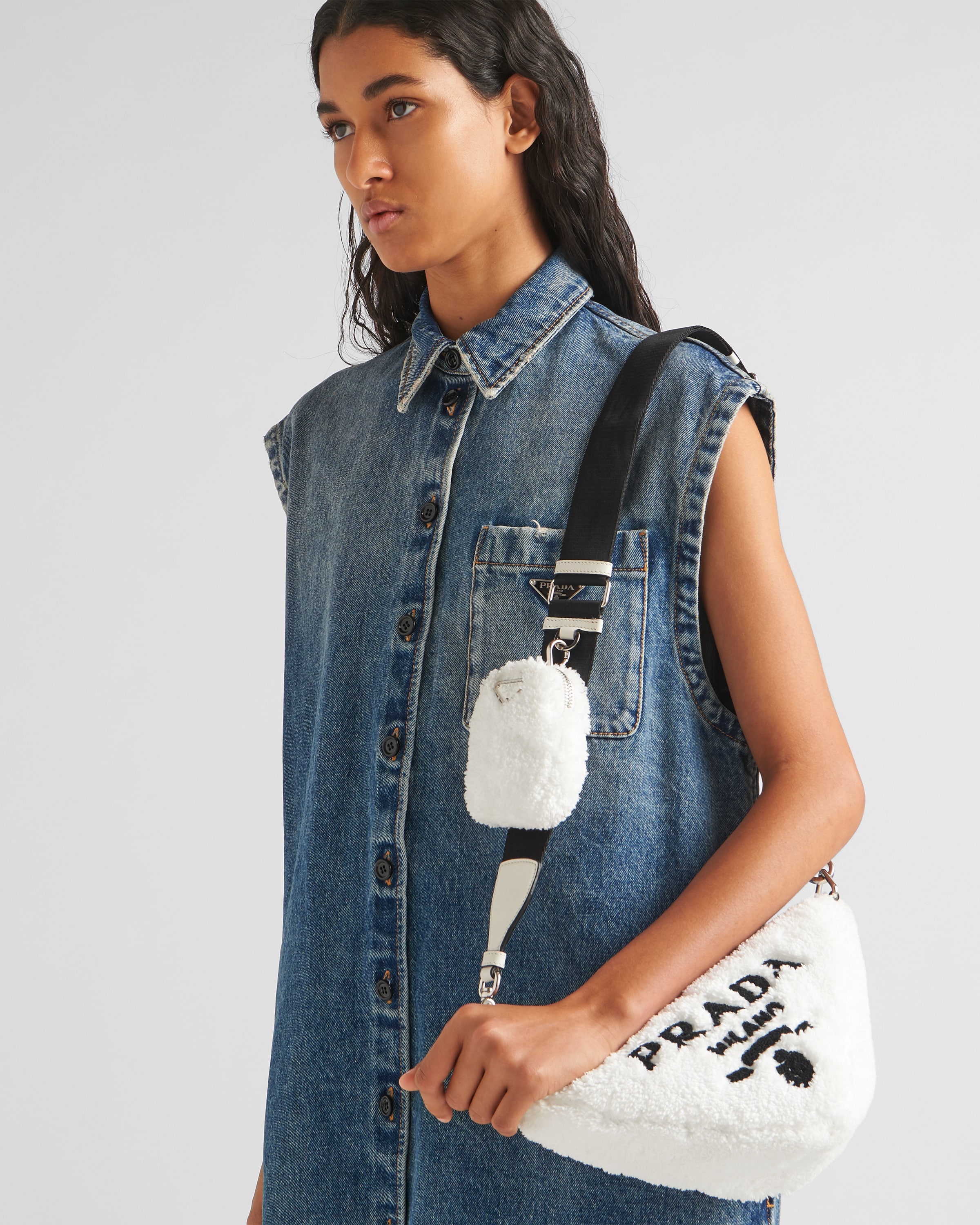 Prada Triangle terrycloth shoulder bag - 7