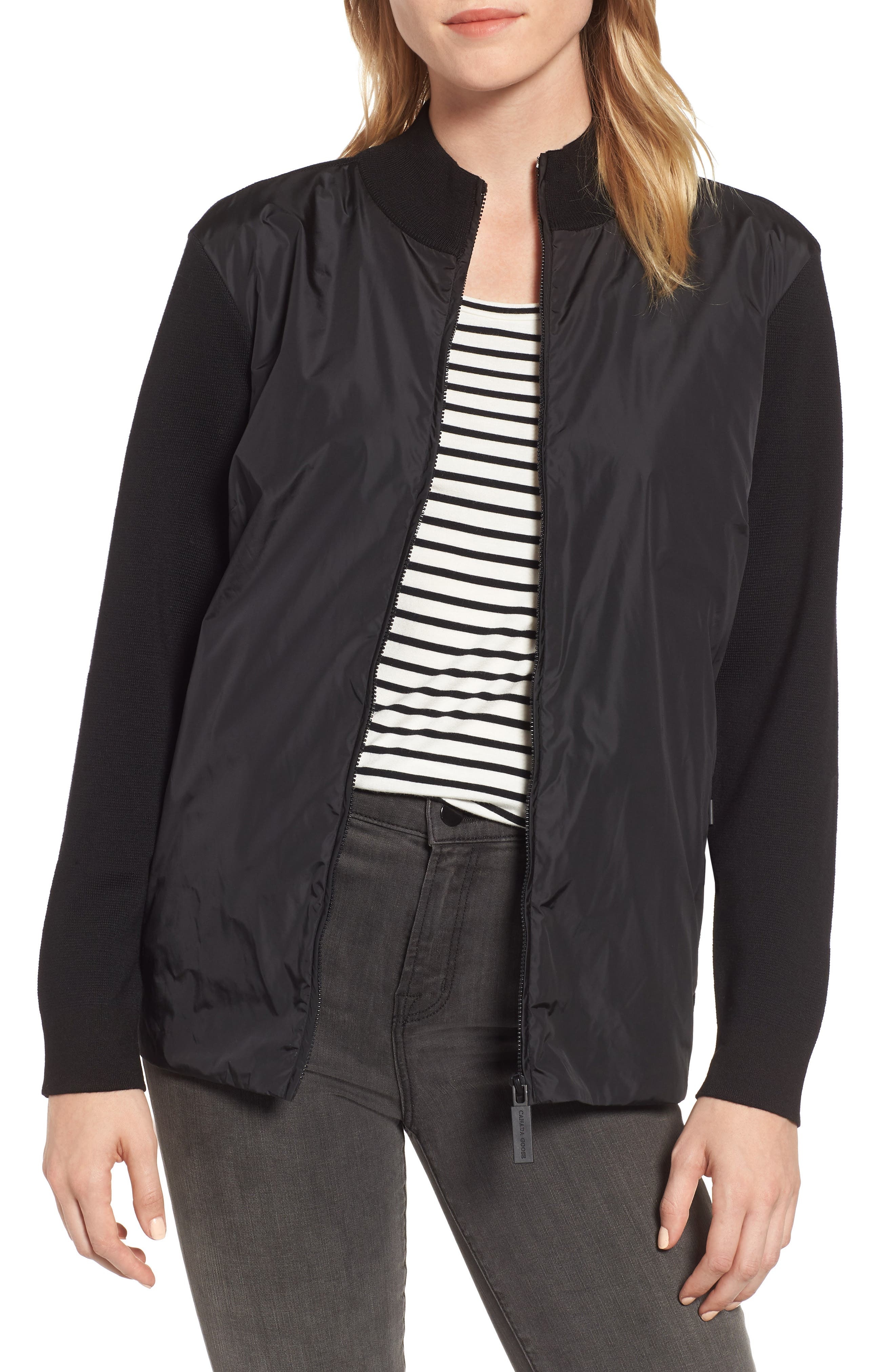 Canada Goose Windbridge Zip Front Sweater Jacket in Black at Nordstrom - 1