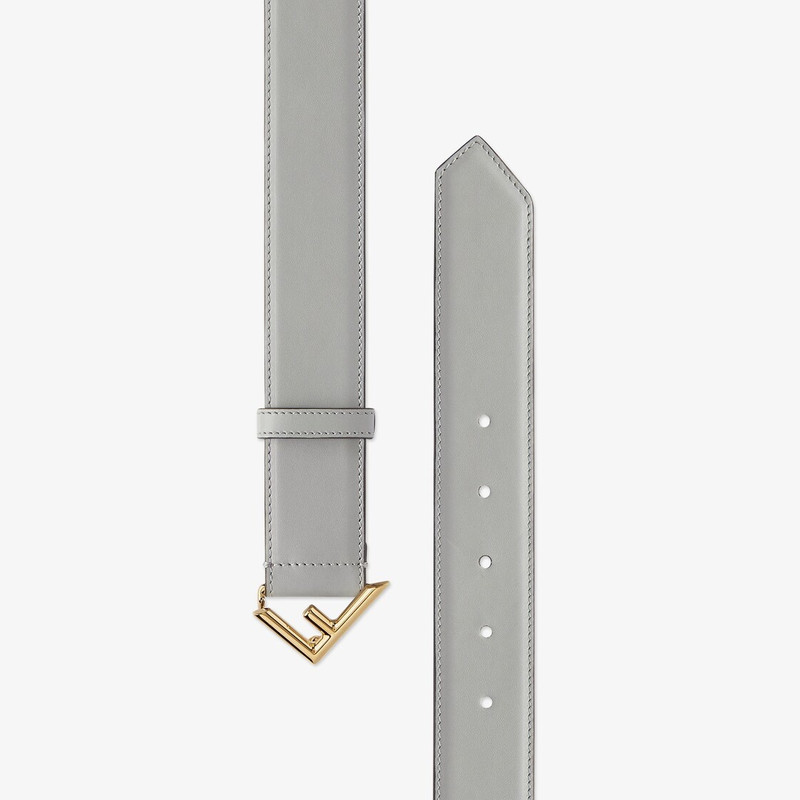 FENDI Pale gray leather belt outlook