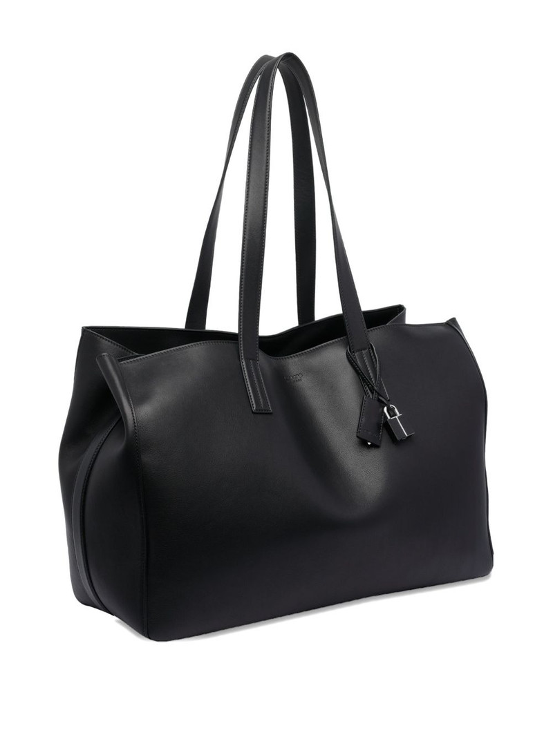 padlock-detail leather tote bag 3