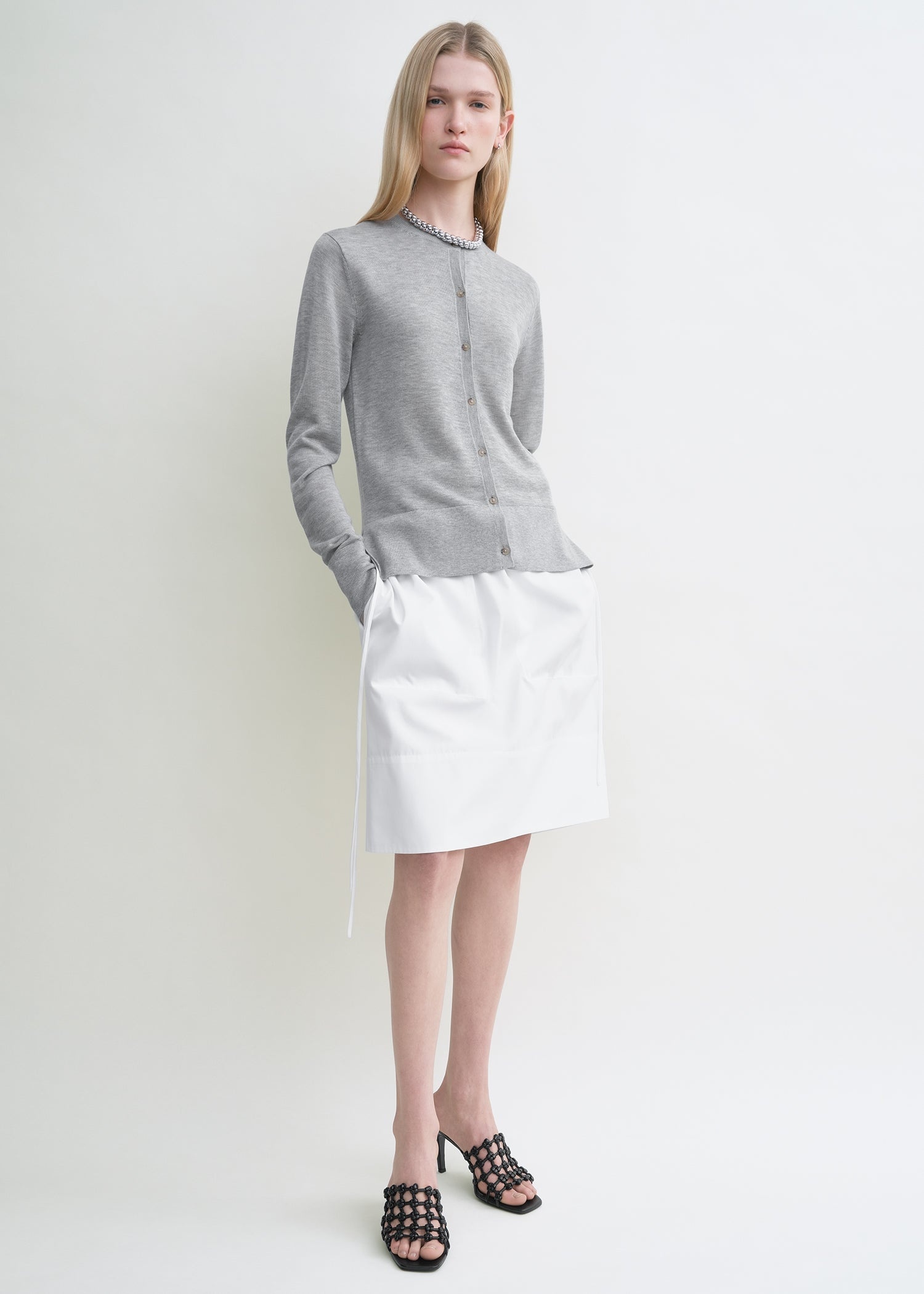 Fine knit cardigan grey - 2