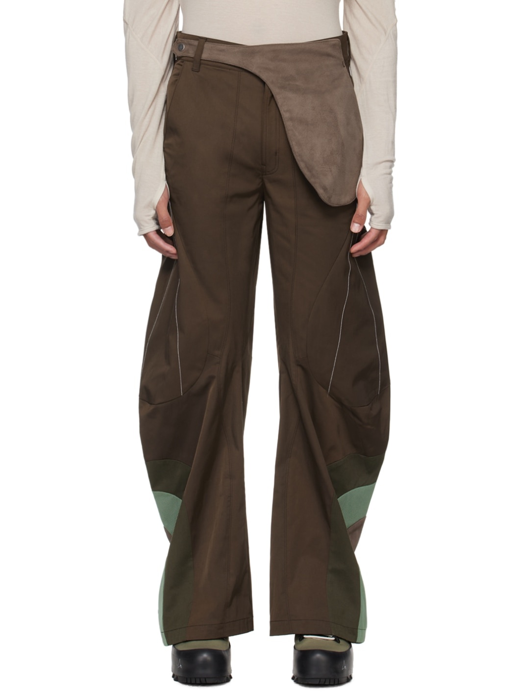 Brown Articulated Waistbag Trousers - 1