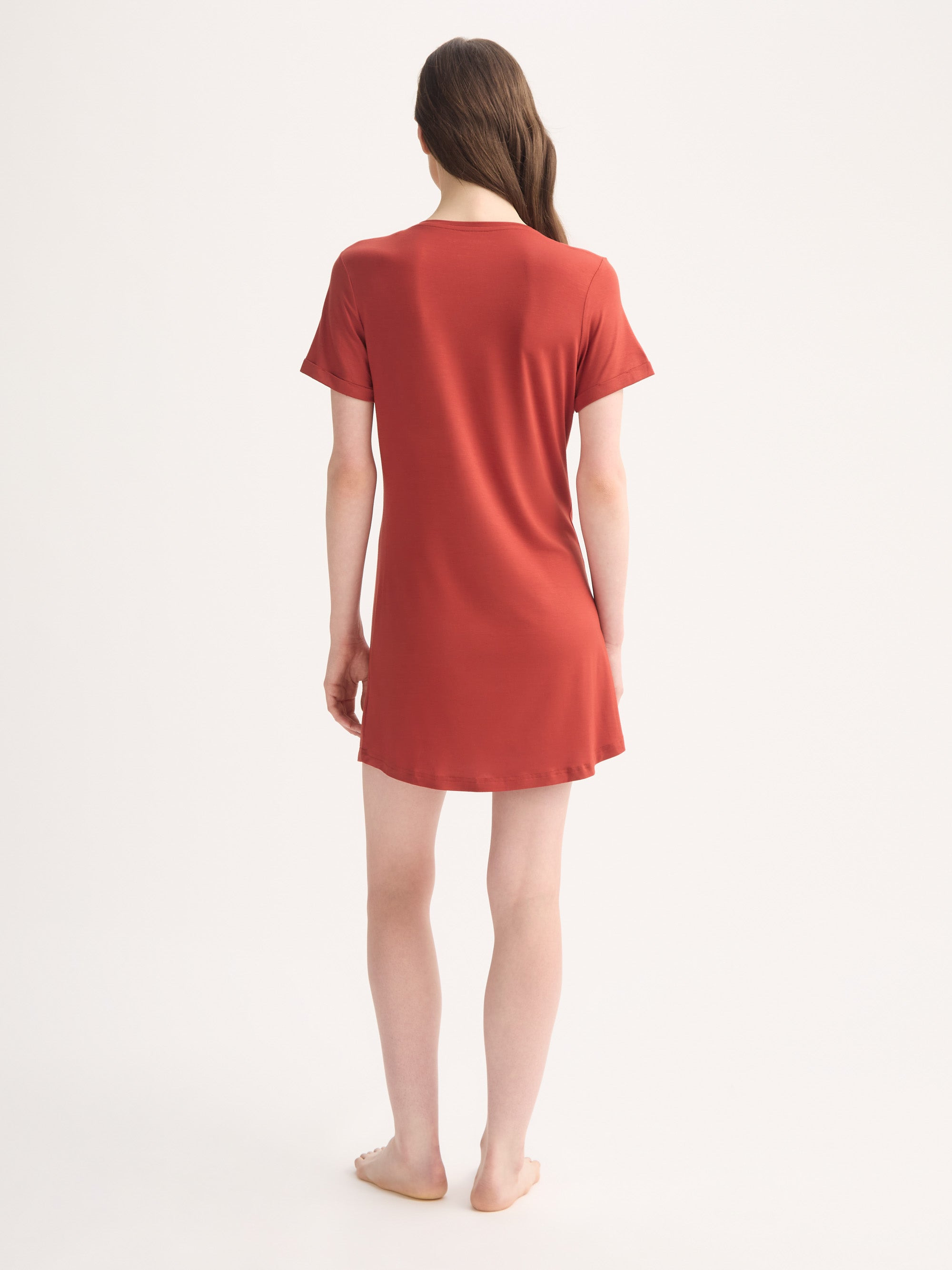 Women's V-Neck Sleep T-Shirt Lara Micro Modal Stretch Rose Red - 3