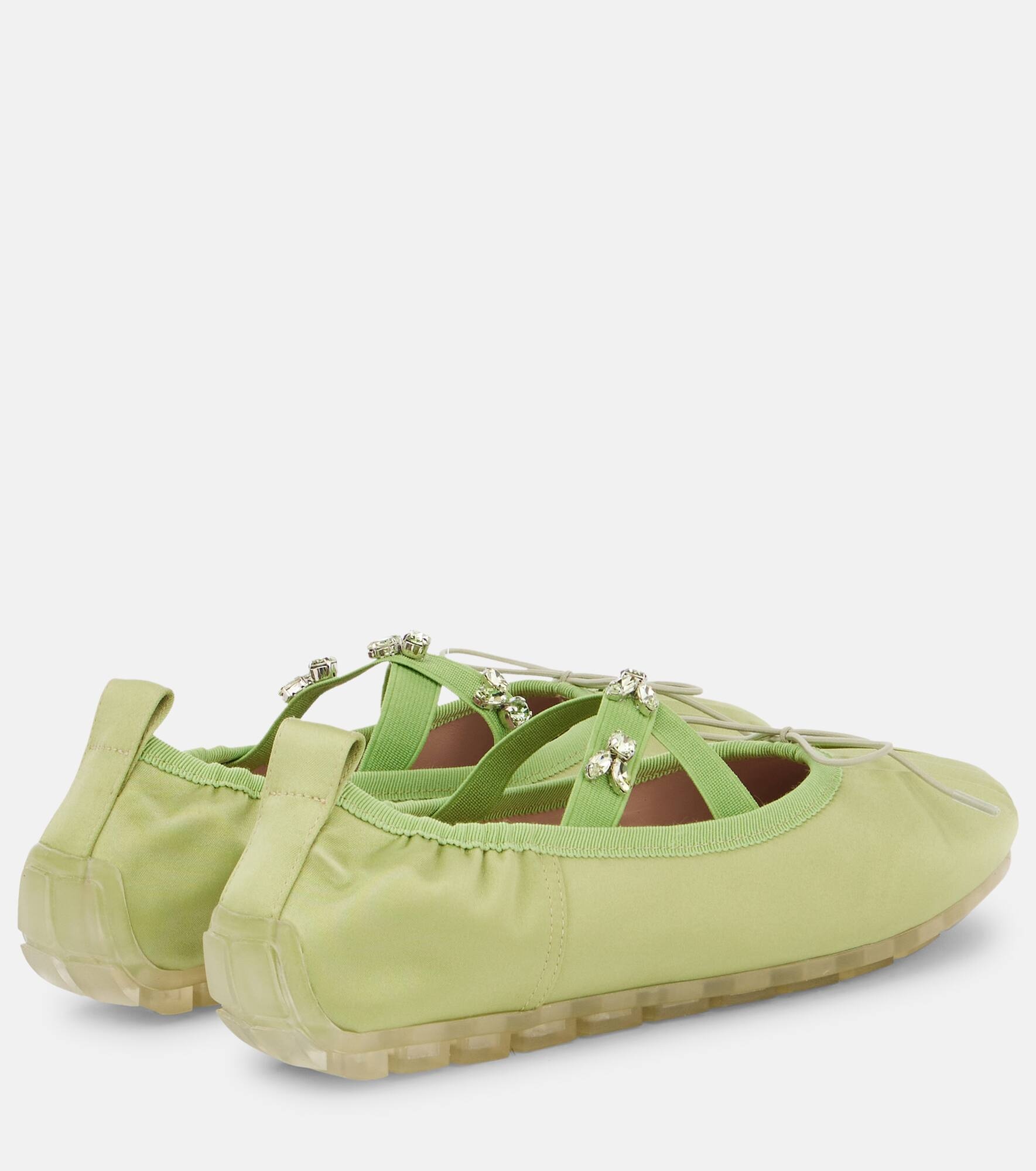 Grip embellished satin ballet flats - 2