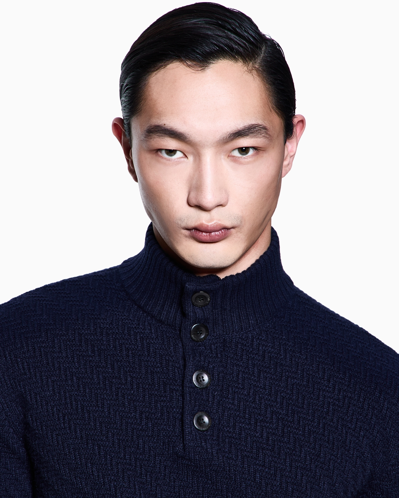 MOCK NECK JUMPER IN DIAGONAL LINKS-STITCH CASHMERE - 5