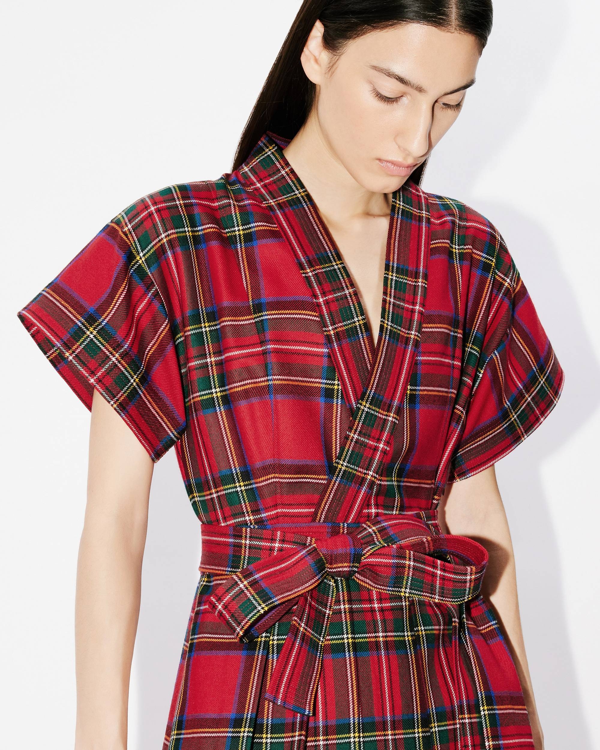 Short checked kimono dress - 6