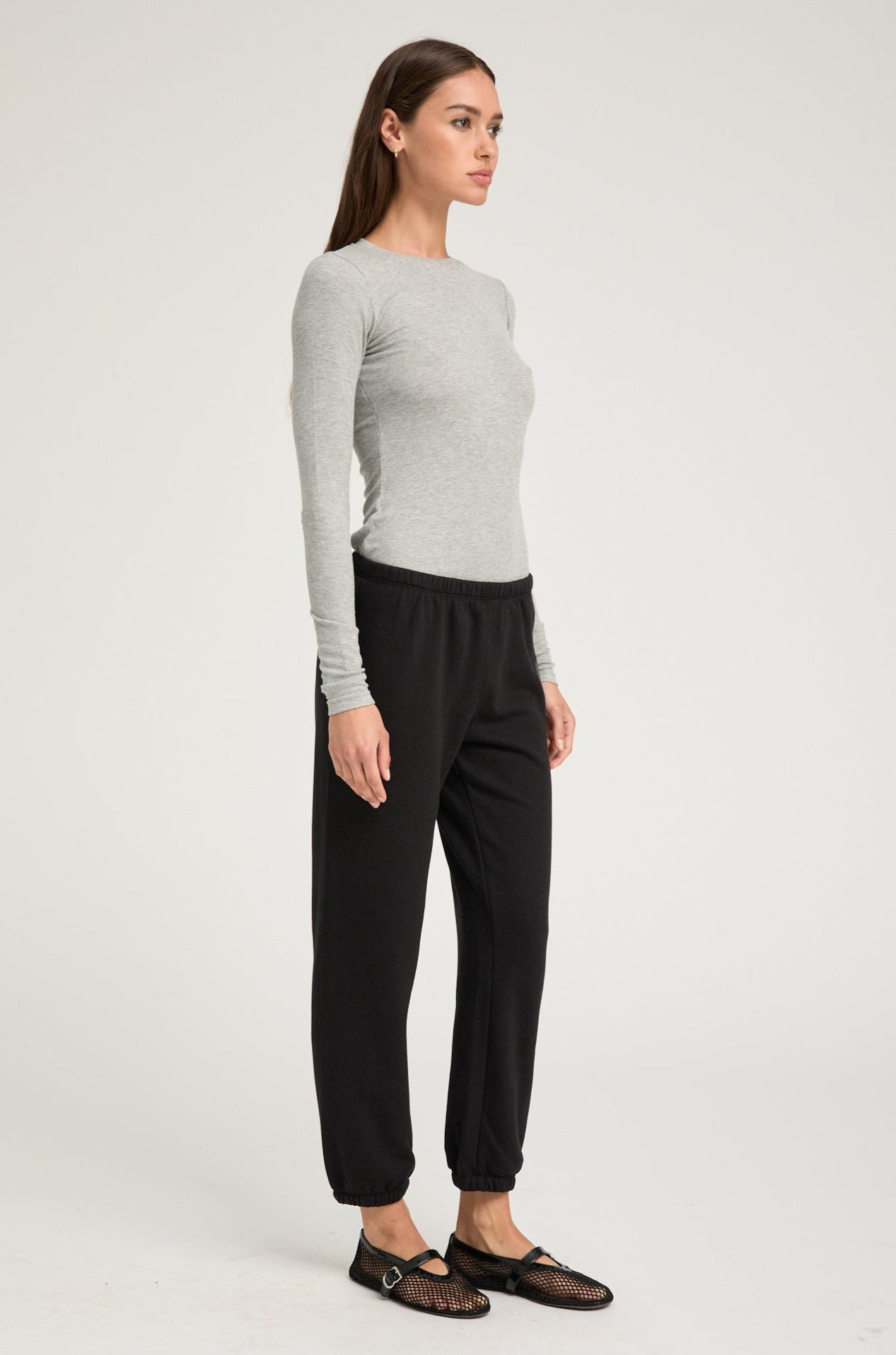 HEATHER GREY RIB LONG SLEEVE BABY TEE - 2