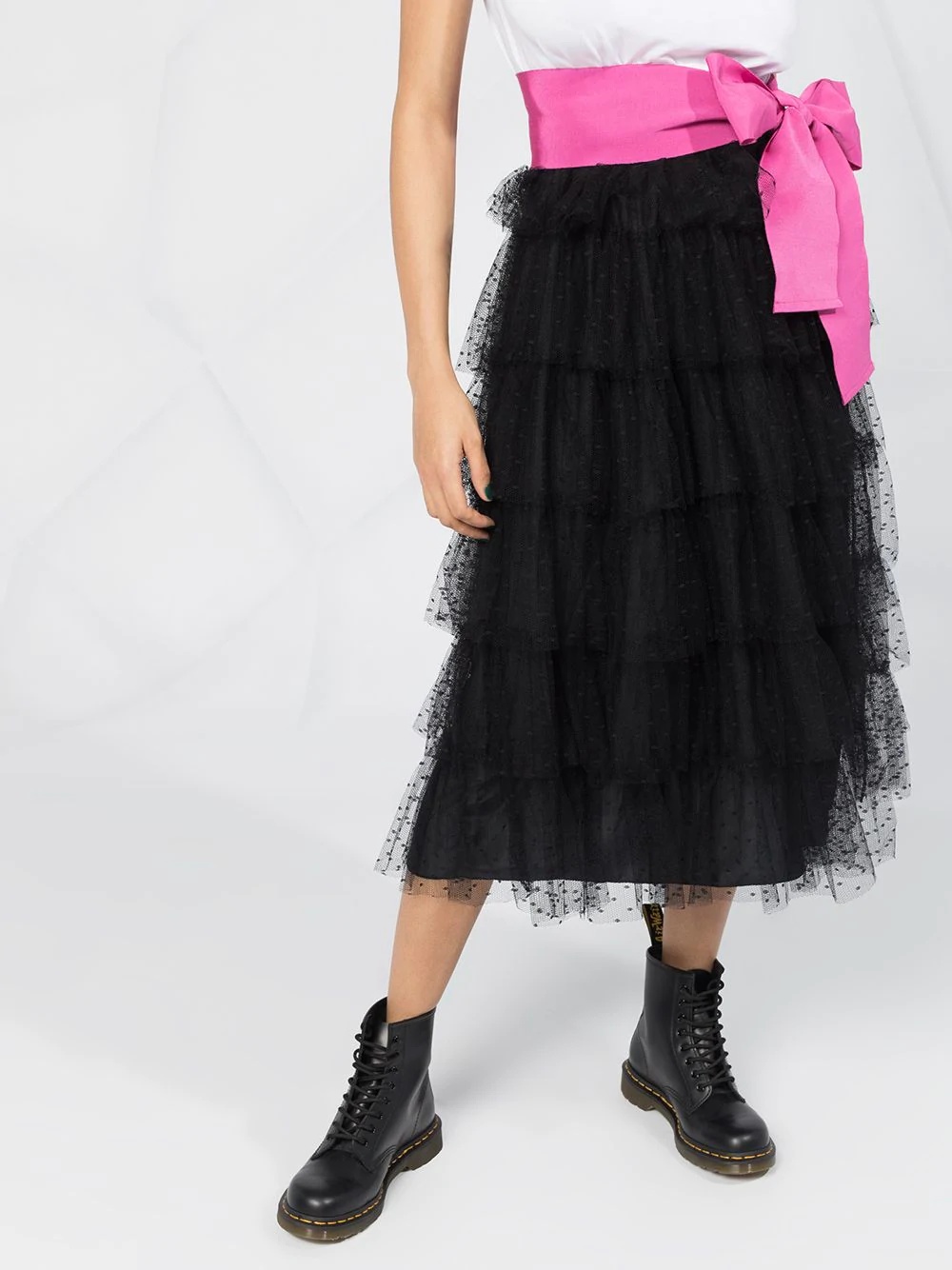 point d'esprit tulle tiered dress - 5