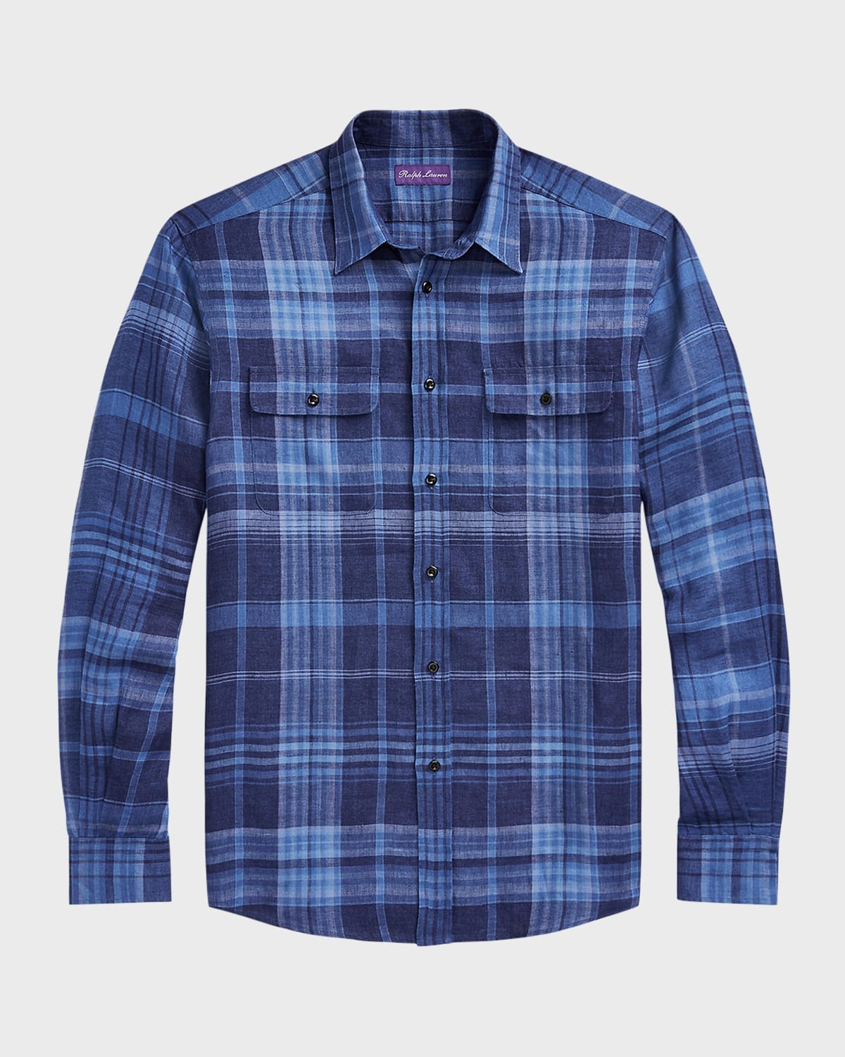 Men's Plaid Linen Sport Shirt - 1