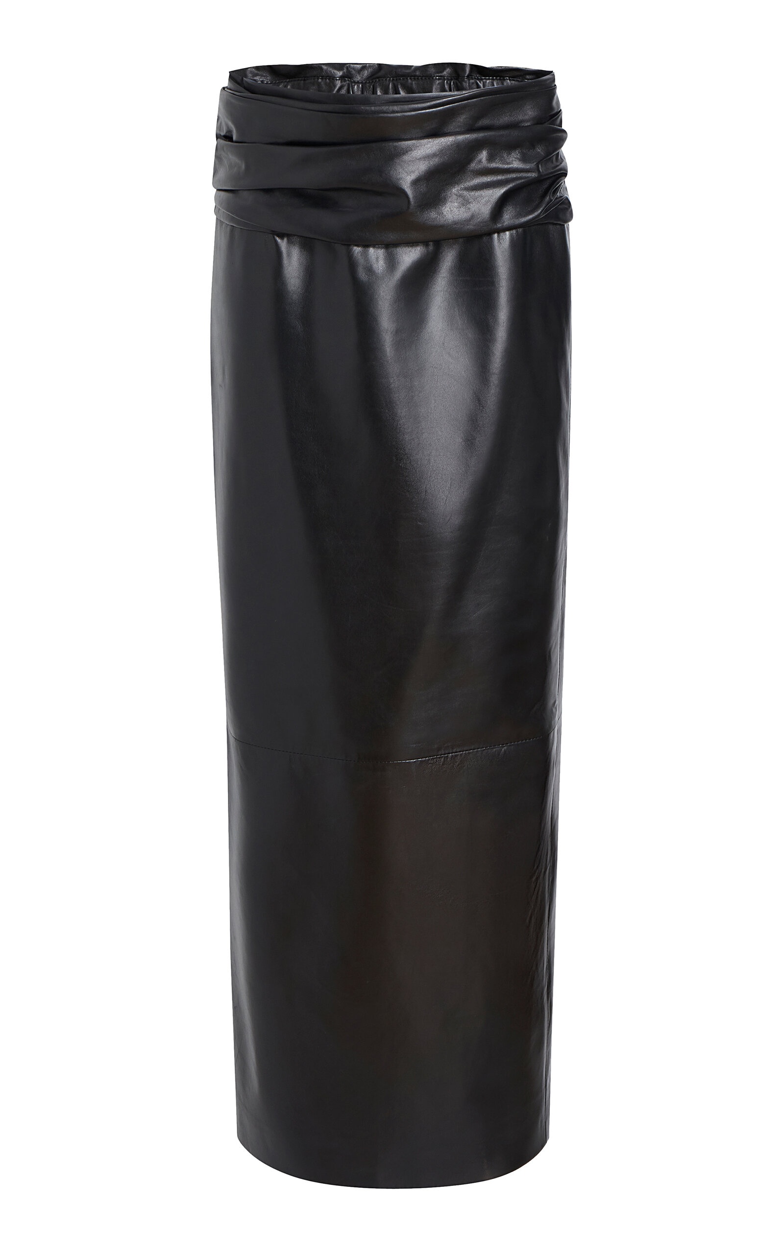 Winler Ruched-Waist Leather Maxi Skirt black - 1