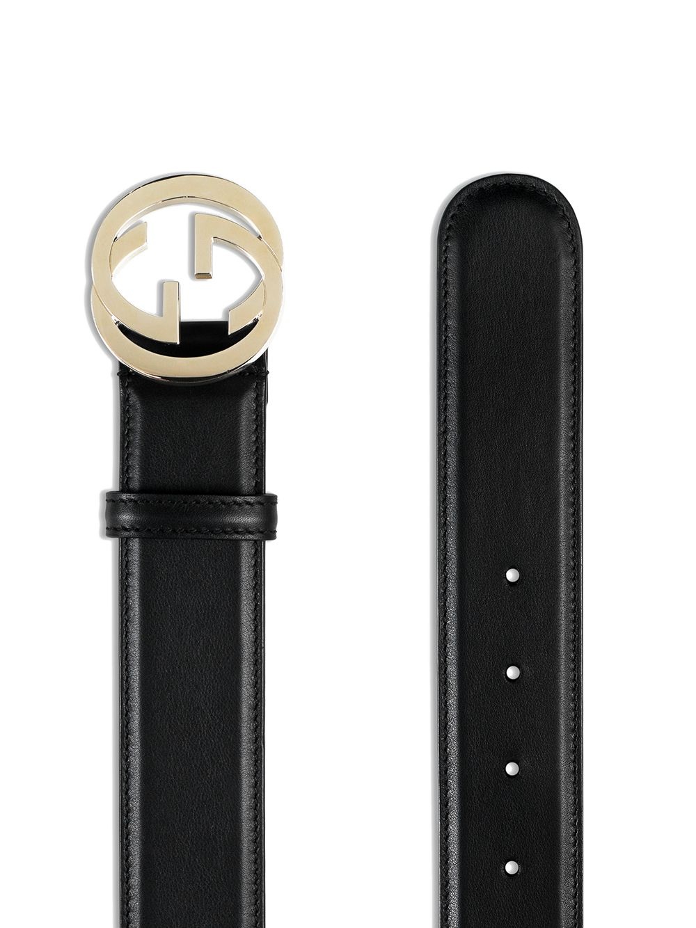 Leather belt with interlocking G buckle - 2