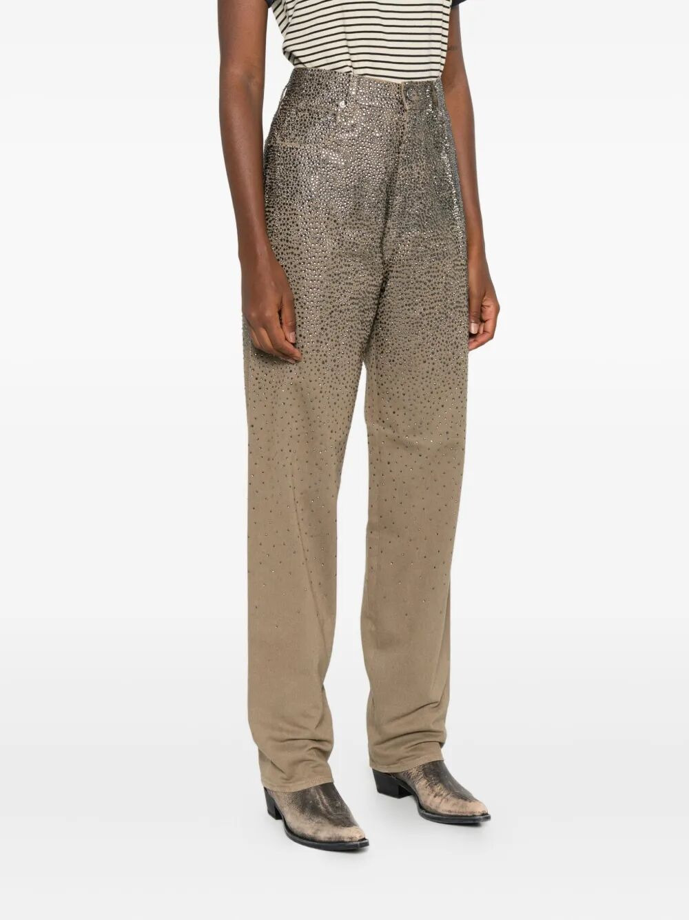 Golden Goose Women "Journey W`S" Pant Kim Cotton Denim Full Sky Wash With Crystall Degrade` - 6