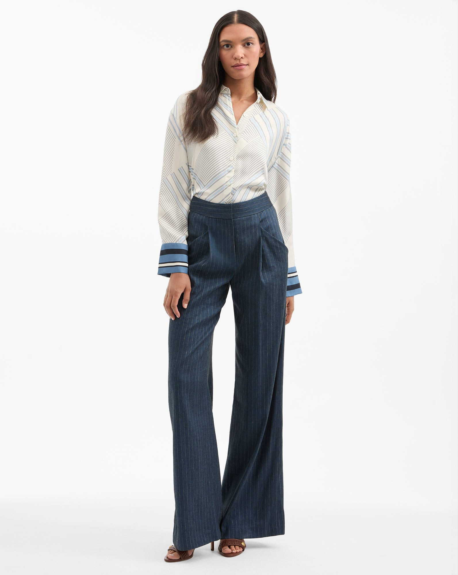 RIMINI WIDE-LEG PINSTRIPE PANT - 2