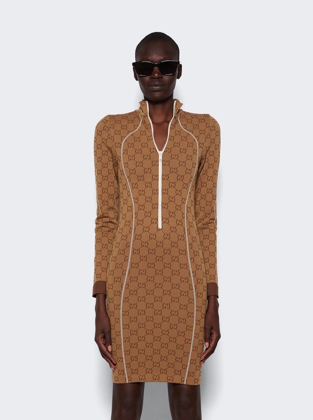 Long Sleeve Midi Dress Beige - 3