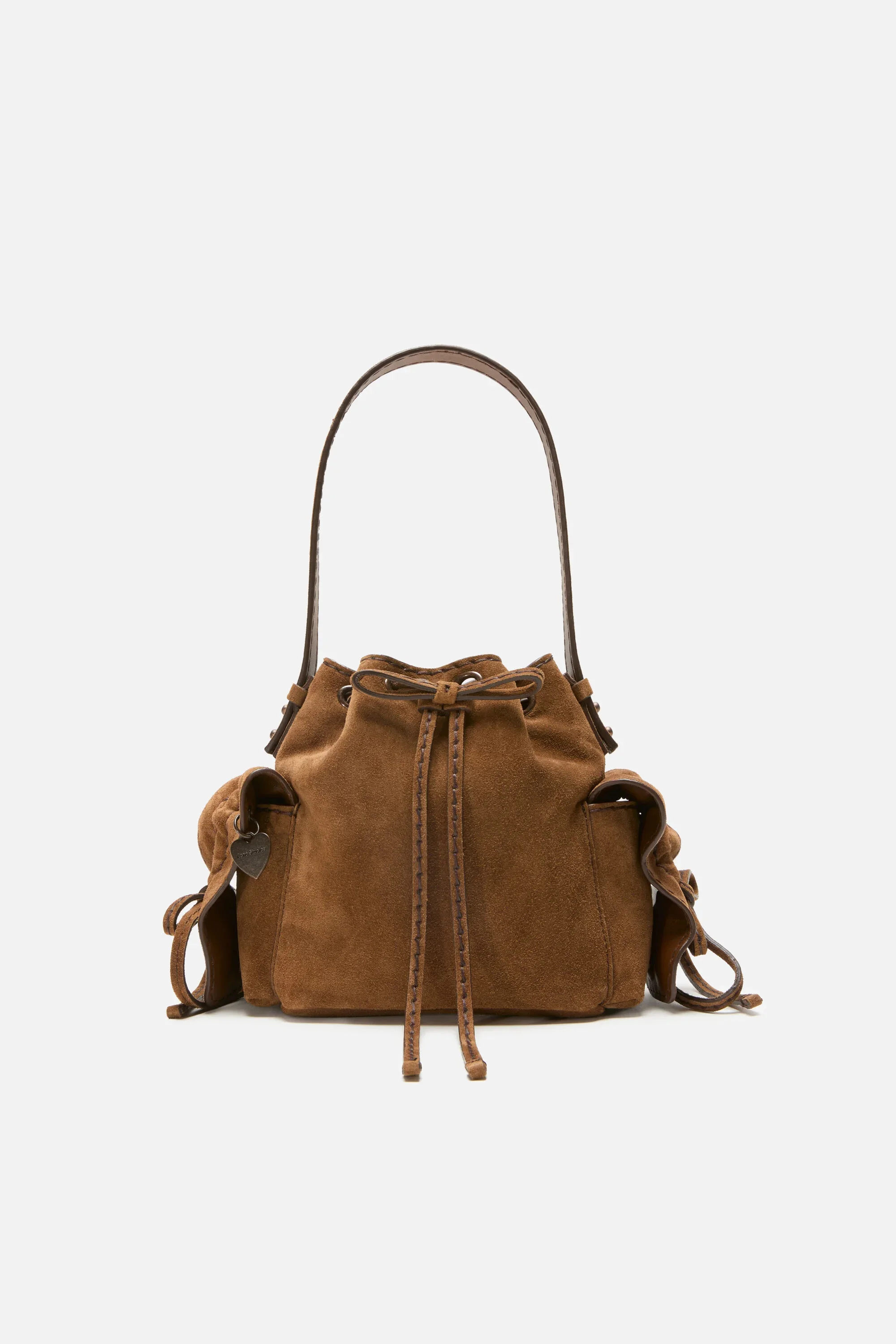Multipocket mini bucket bag - Cognac brown - 1