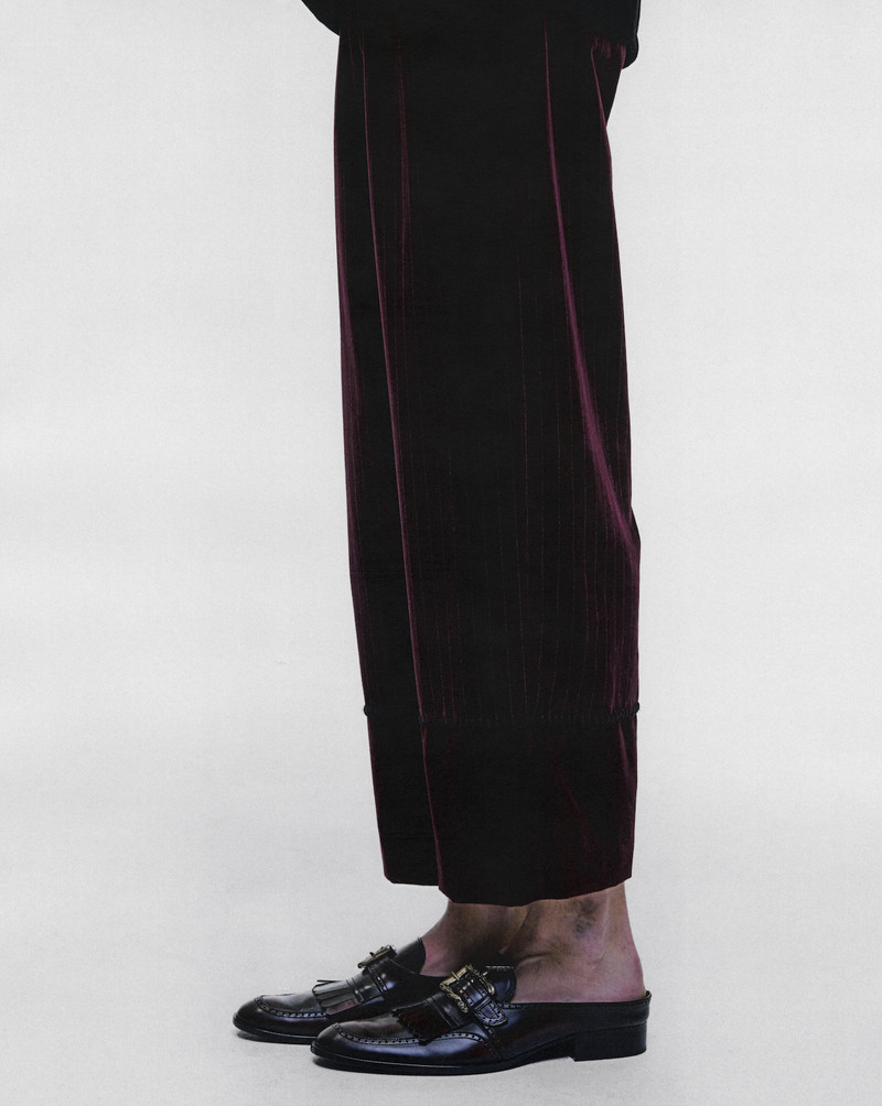 VELVET STRIPE CARROT LEG TROUSERS 4