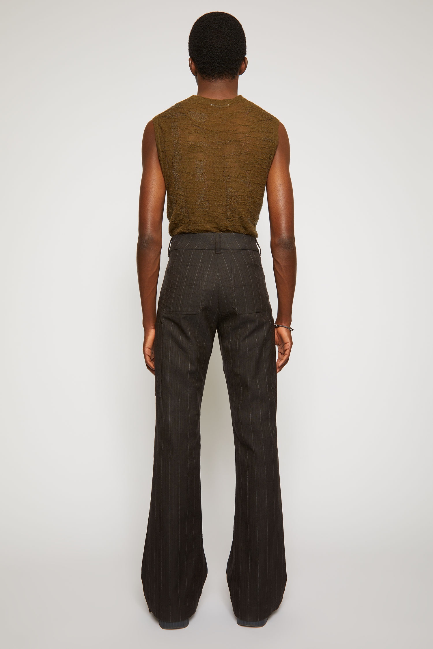 Pinstripe flared trousers cacao brown - 4