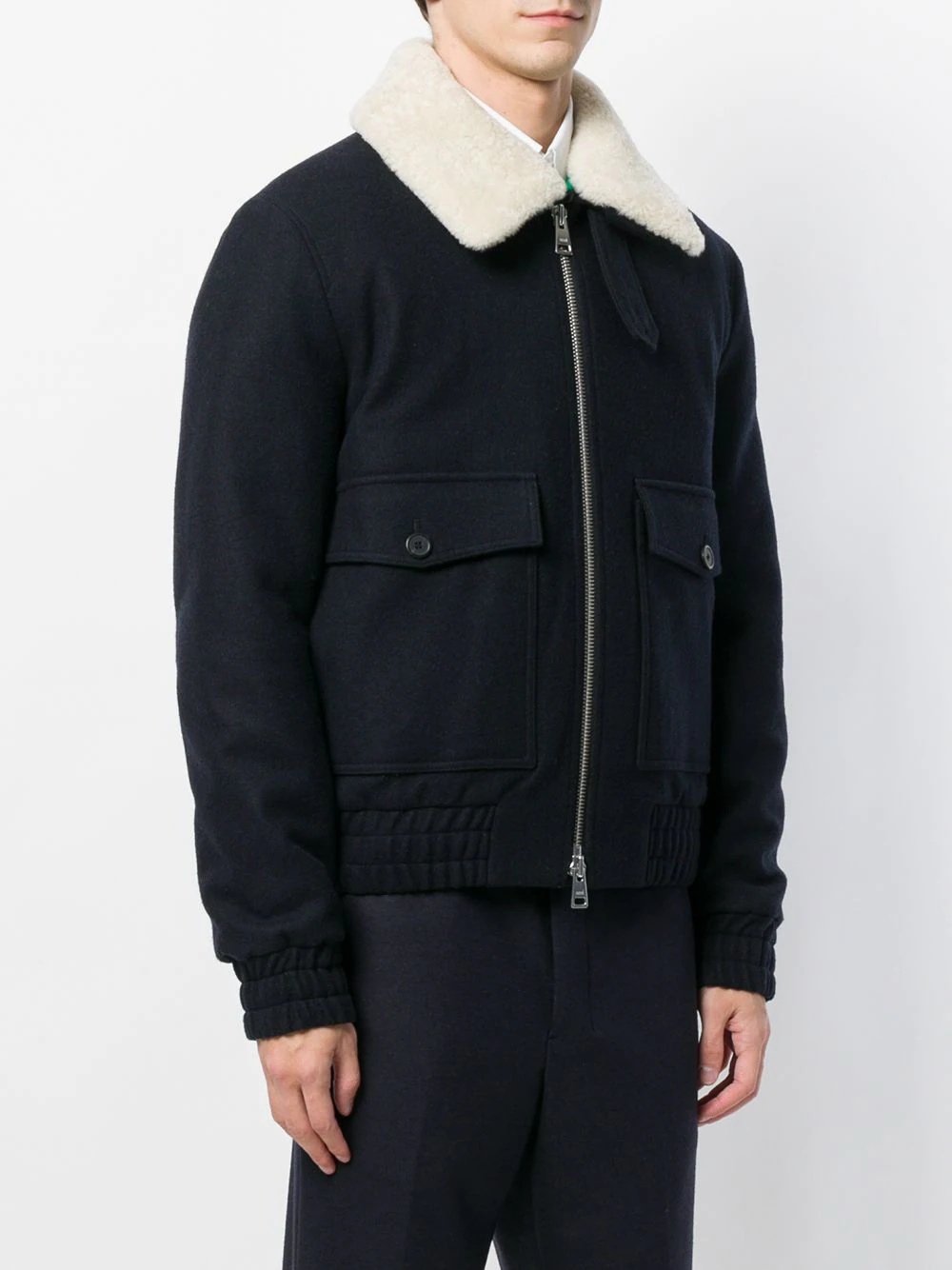 Shearling Collar Zipped Jacket - 3