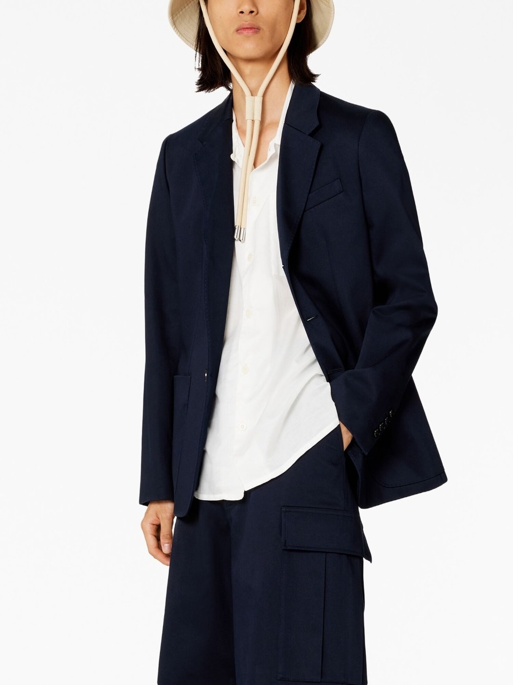 single-breasted cotton blazer - 3