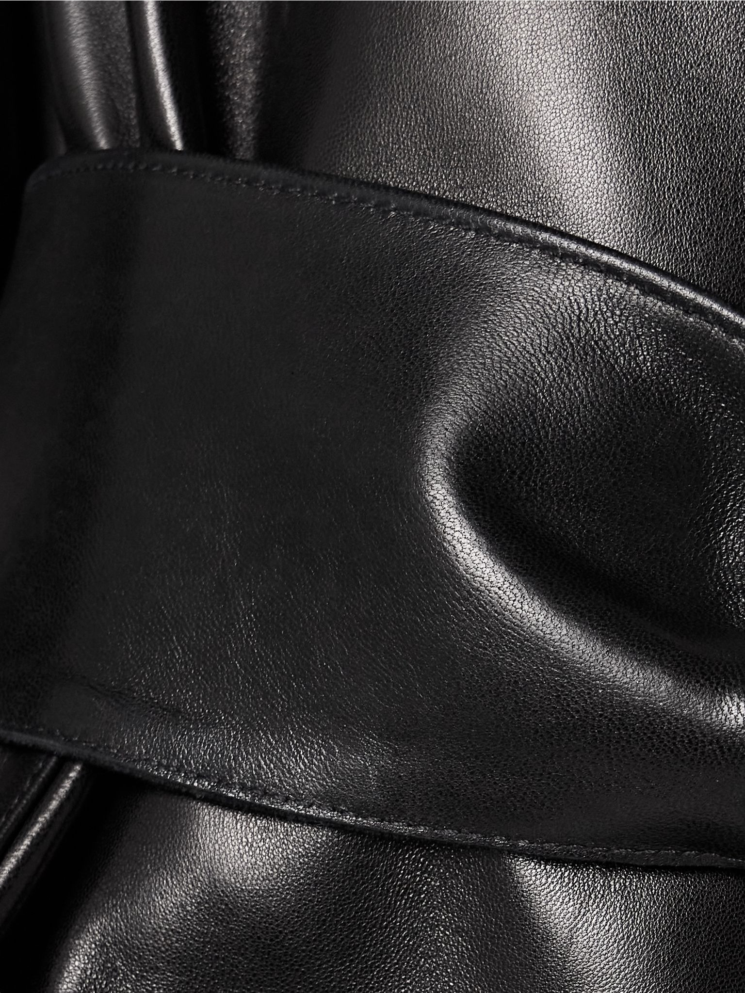 Edith asymmetric belted leather jacket Black - 4