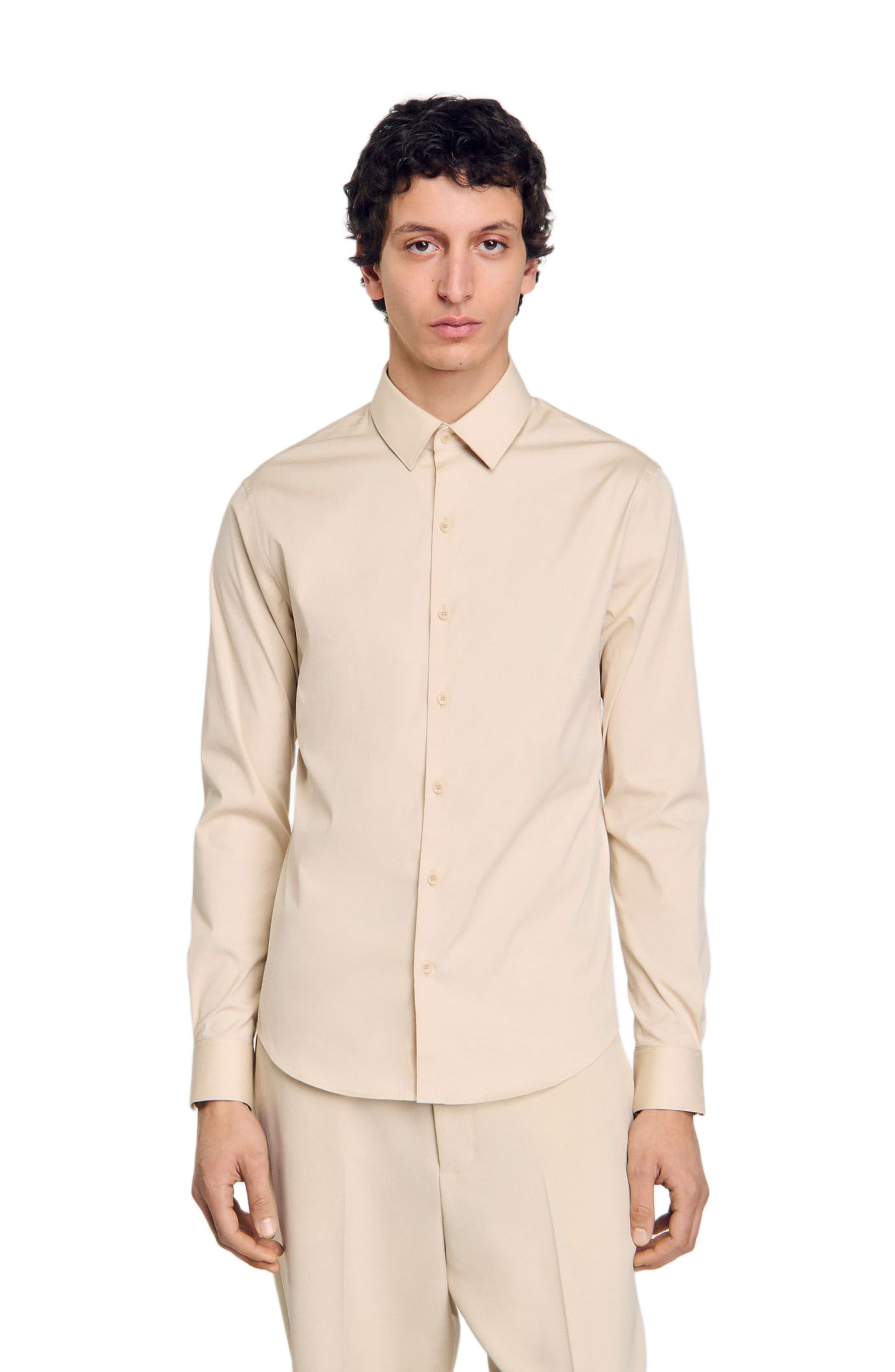 SANDRO Plain shirt in Oats at Nordstrom - 1