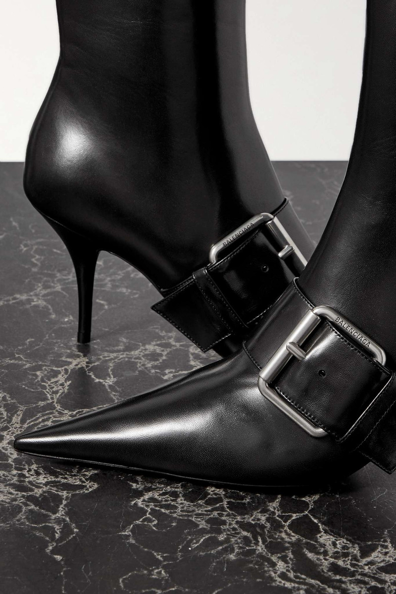 Knife buckled leather ankle boots 4