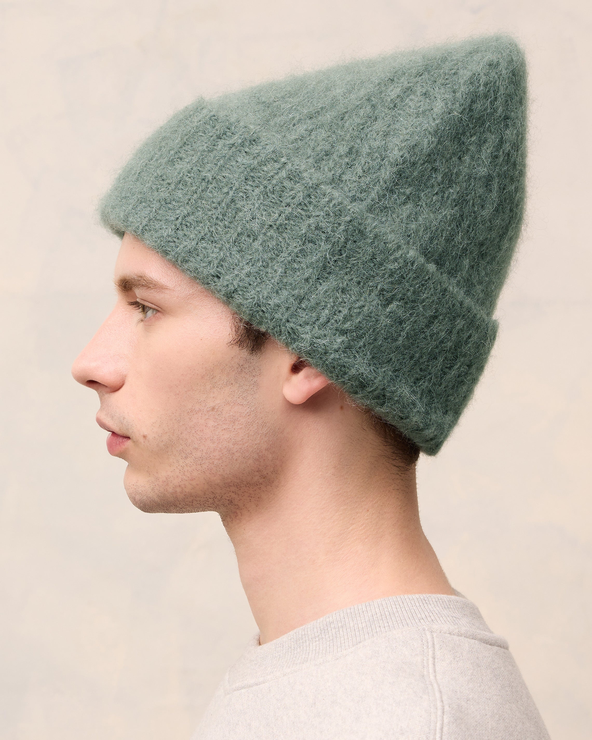 ALPACA MOHAIR RIBBED BEANIE - 5