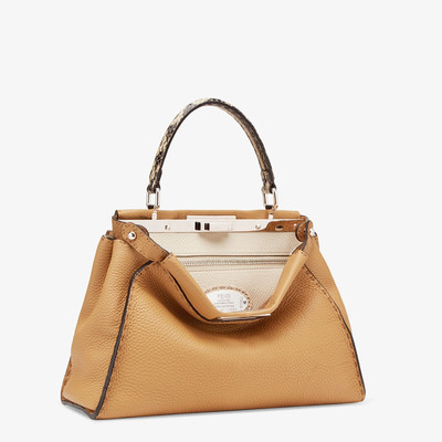 FENDI Brown leather bag with exotic details outlook