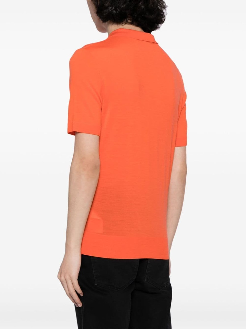 logo-embroidered virgin wool polo shirt 4