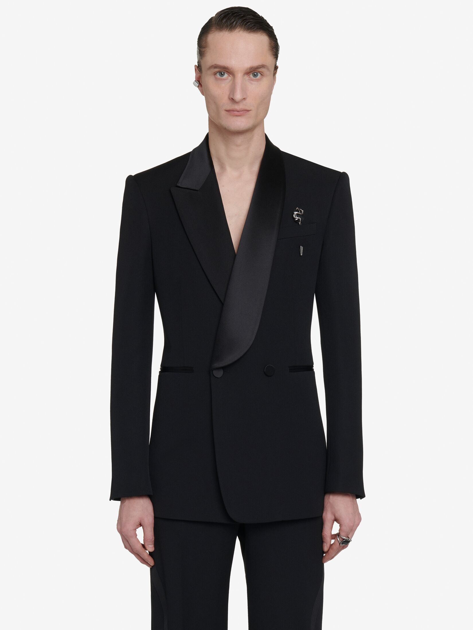 Men's Half Shawl Collar Tuxedo Jacket in Black - 5