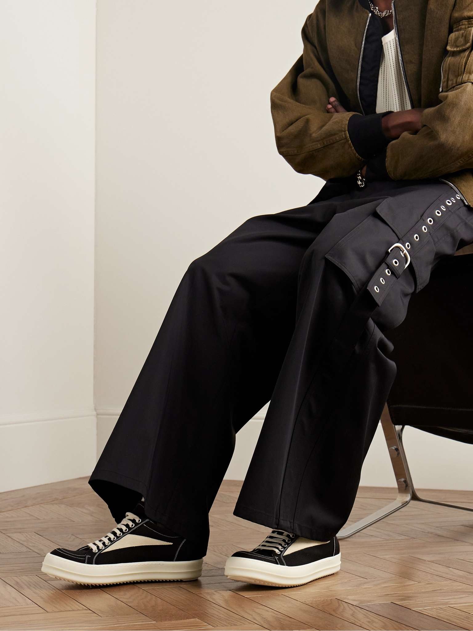 Vintage Suede-Trimmed Twill Sneakers - 2