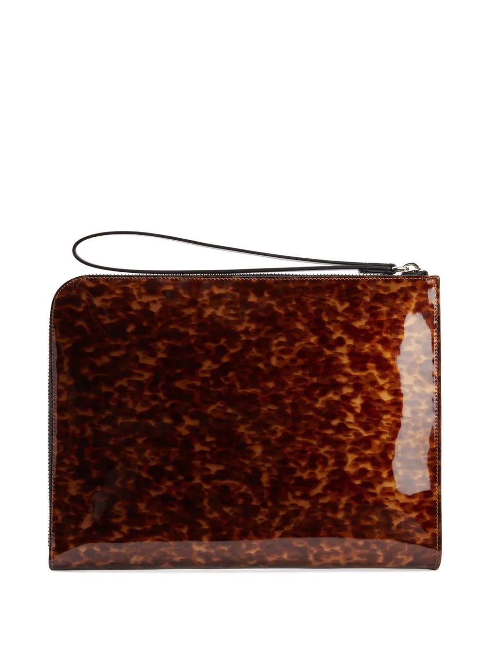 Fabian tortoiseshell-effect patent leather clutch - 2