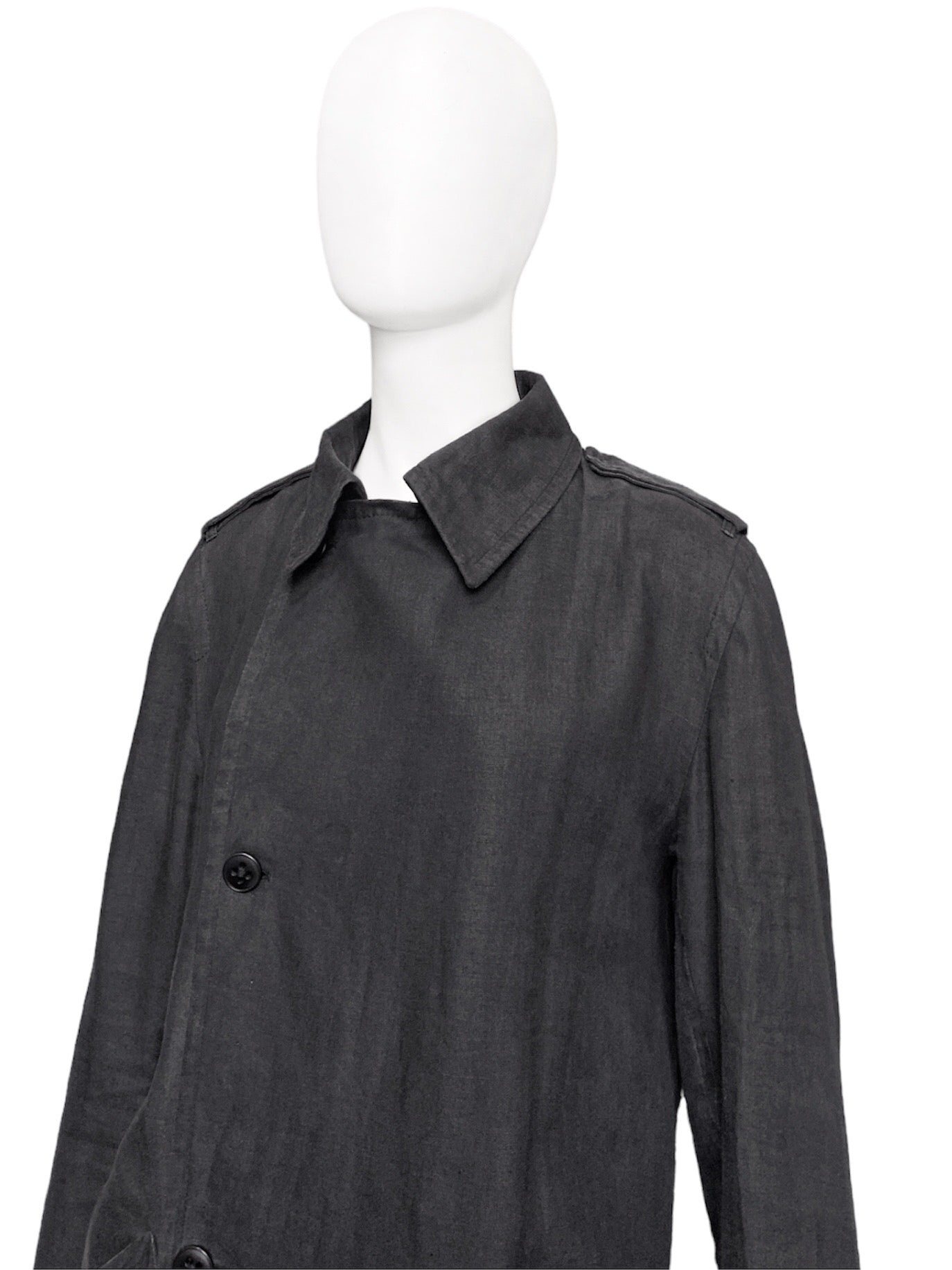 Ann Demeulemeester Spring 2006 Grey Hemp Trench Coat Jacket XXS - 4