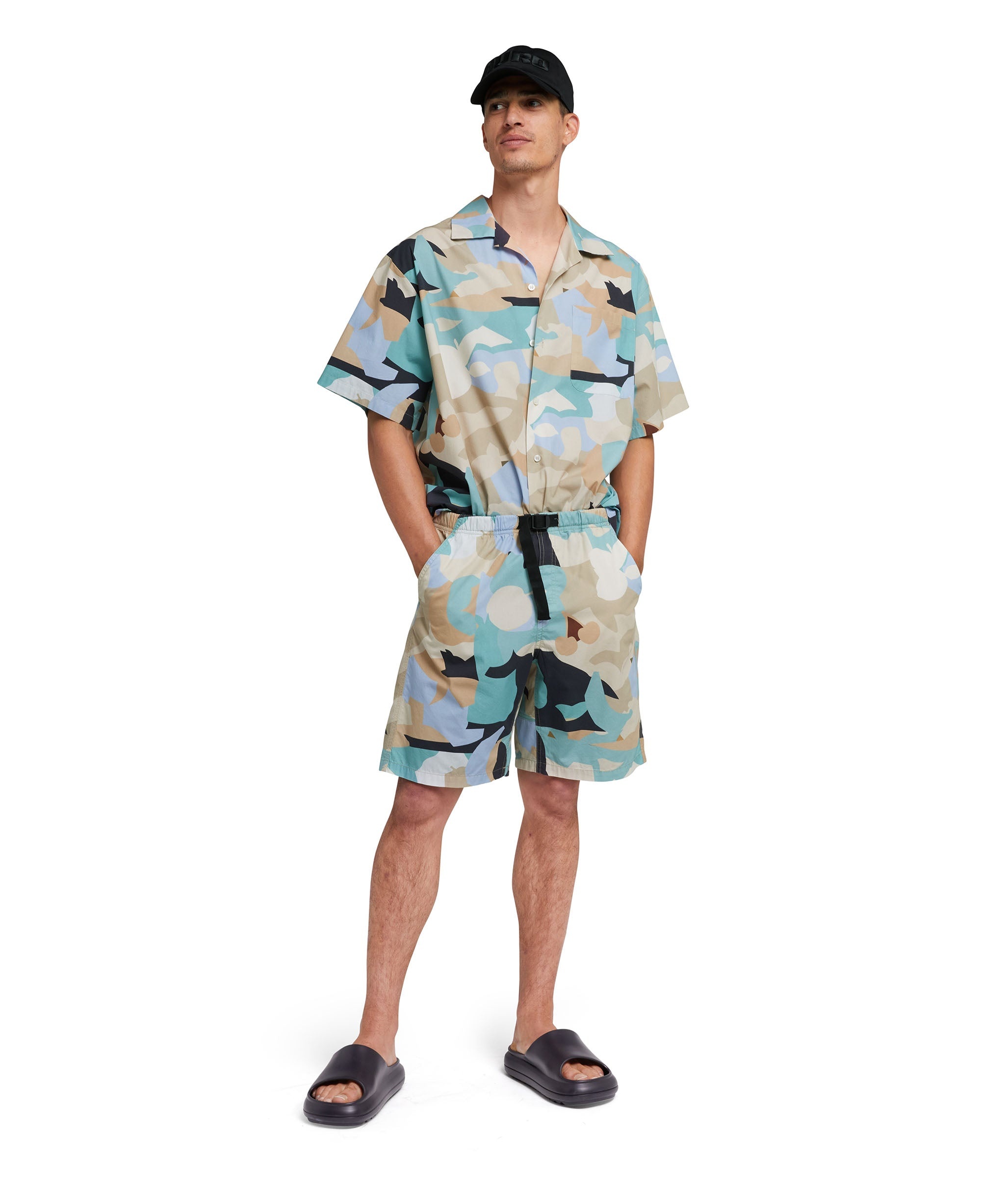 Poplin cotton shorts with "Geo Camo" print - 5