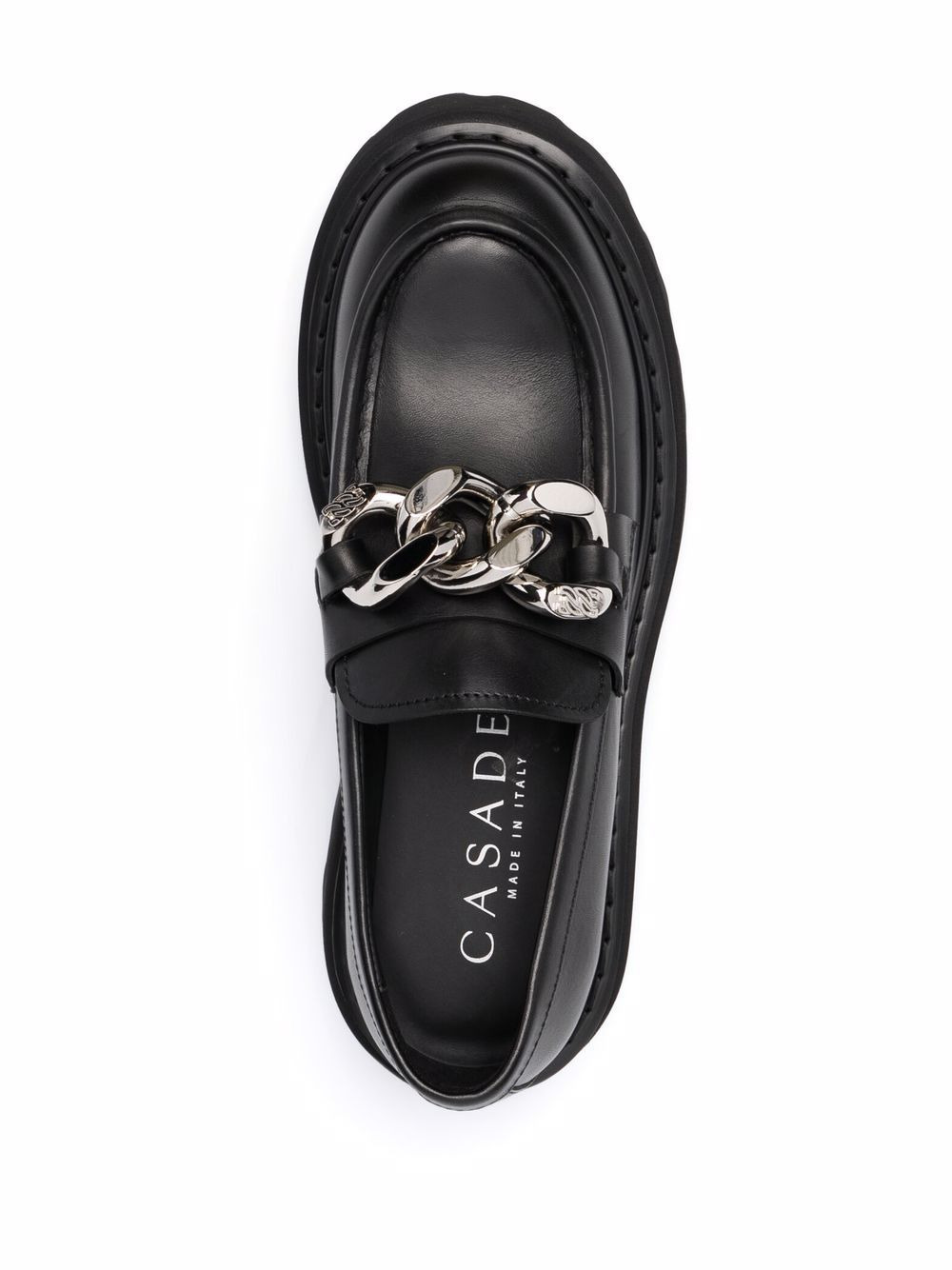 chain-detail chunky leather loafers - 4