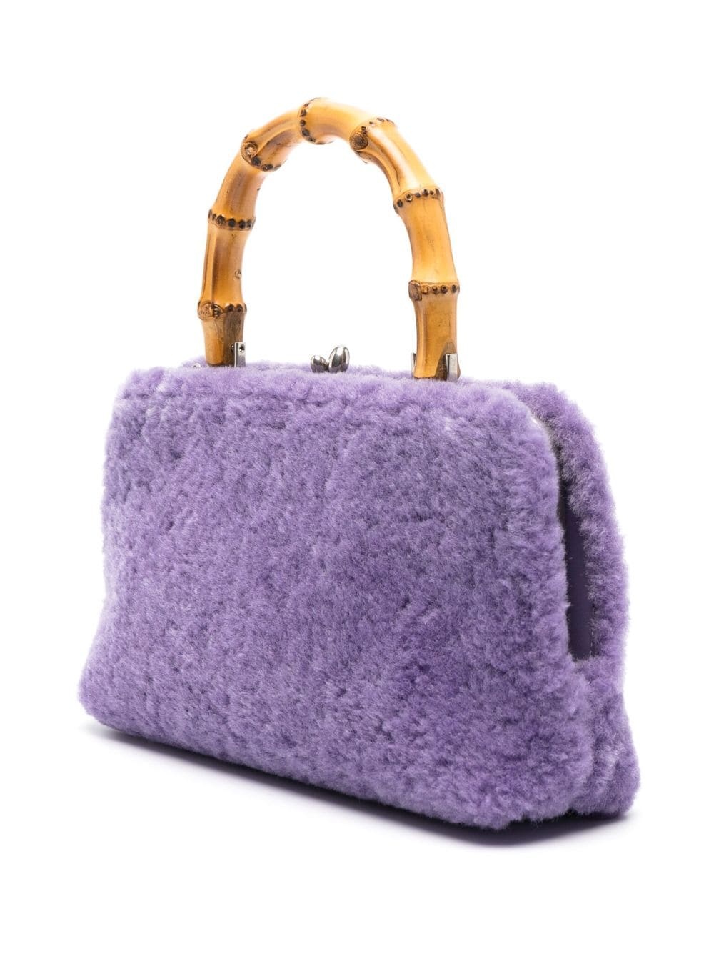 mini Goji bamboo-handle shearling bag - 4