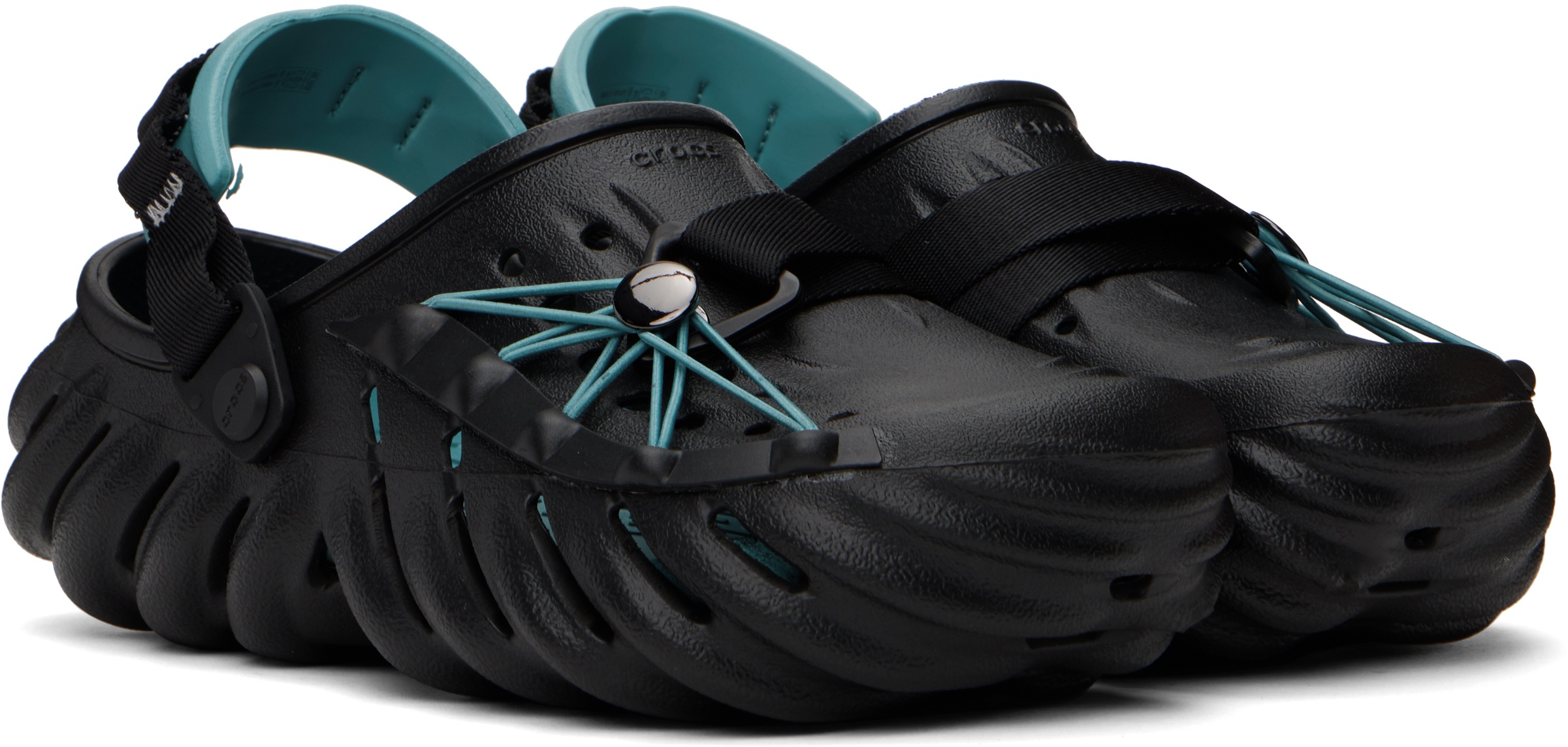 Black Echo Reflective Laces Clogs - 8