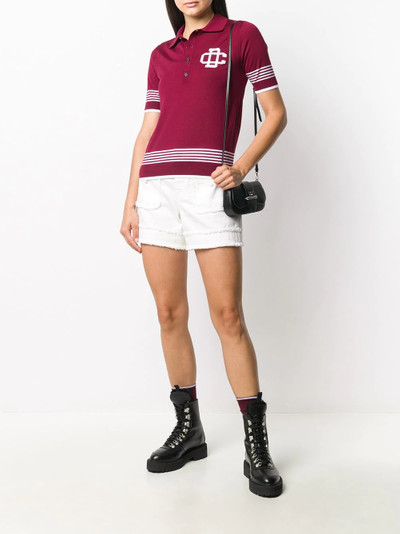 DSQUARED2 virgin wool polo top with stripe and logo detail outlook