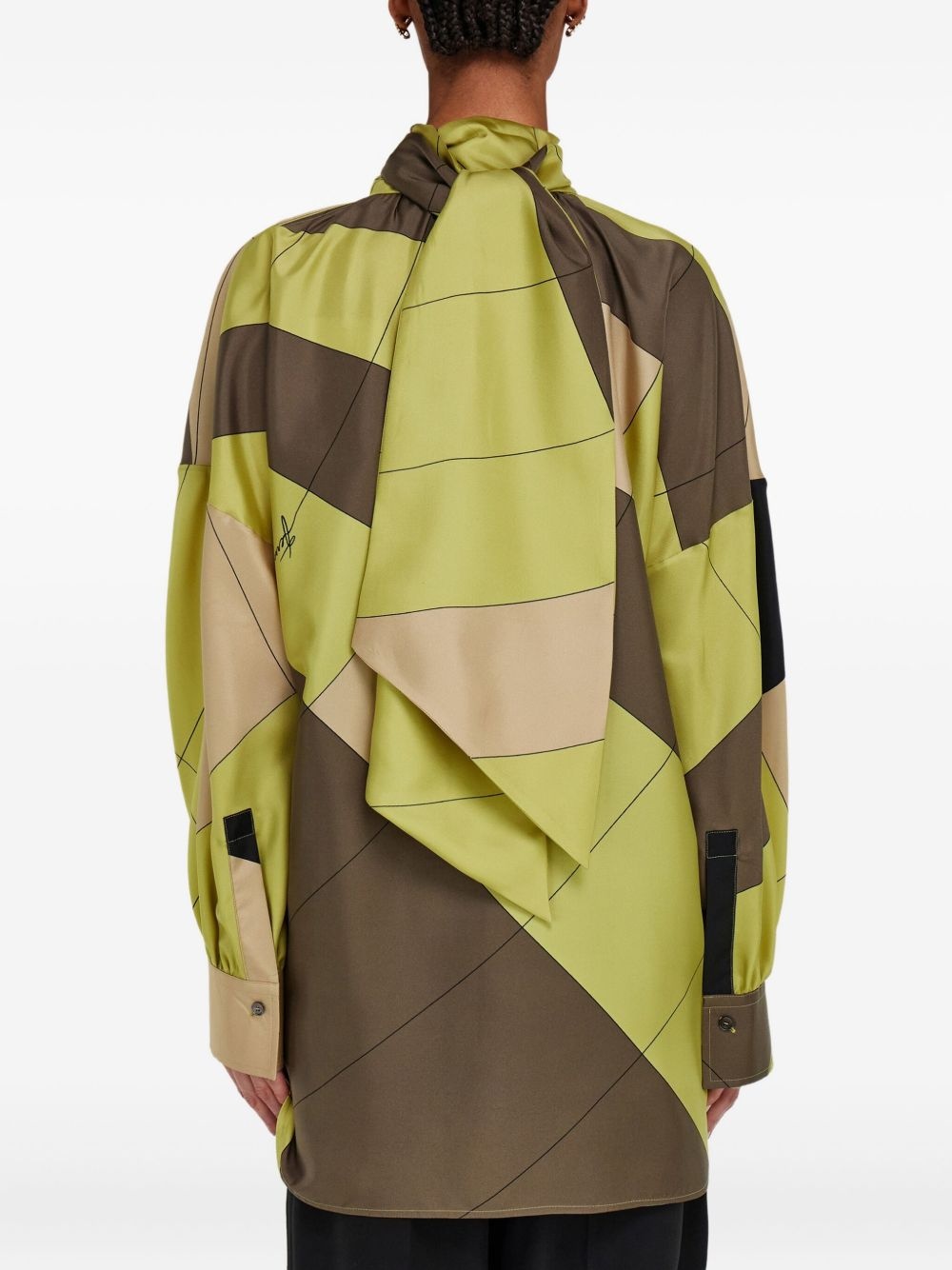 sash-detail silk shirt - 4