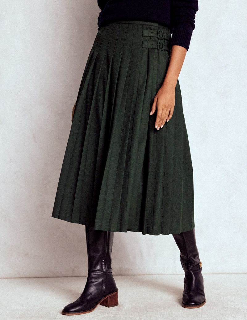Josephine Kilt Midi Skirt-Hunter Green 5