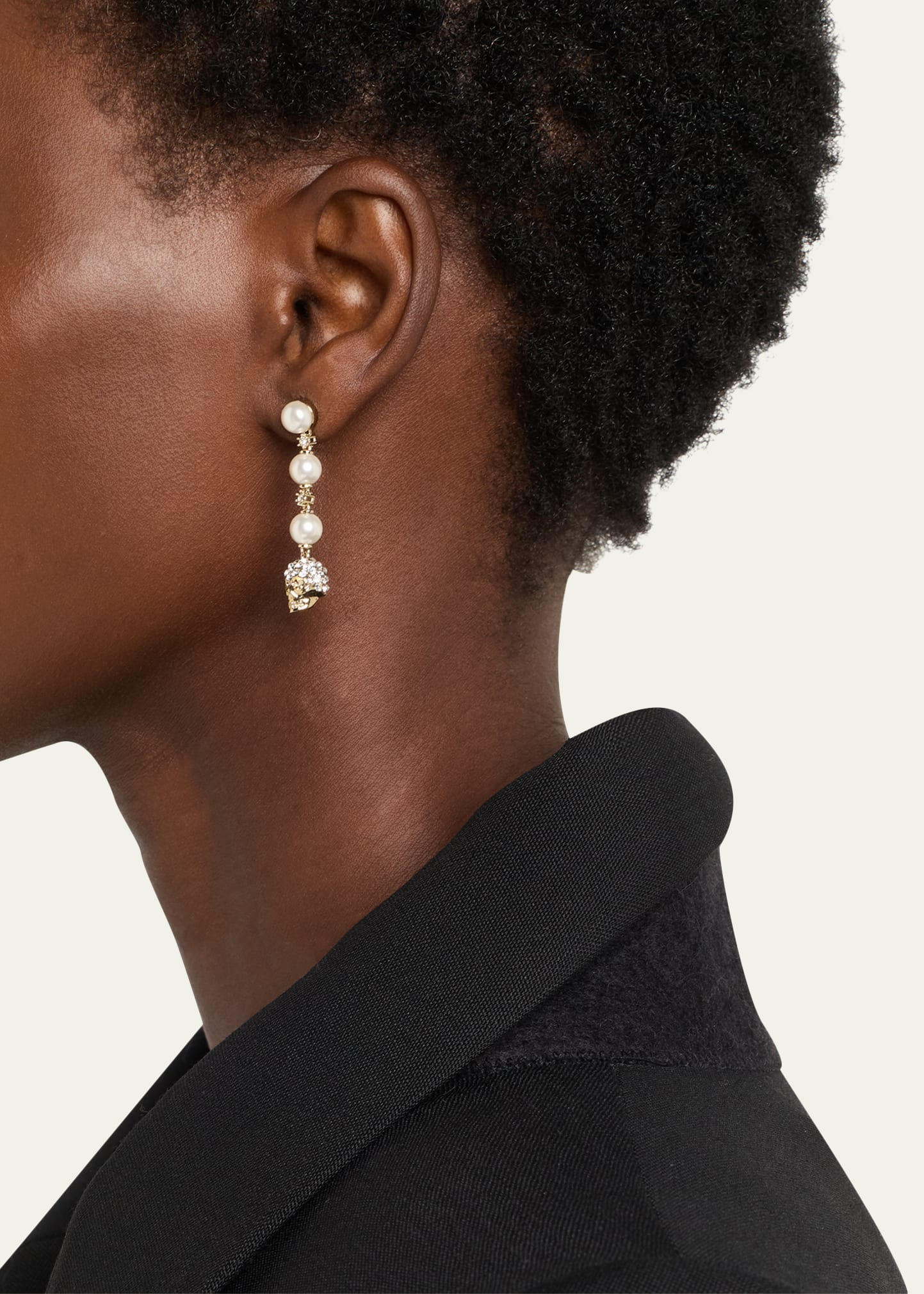 Pearly Skull Drop Earrings - 2