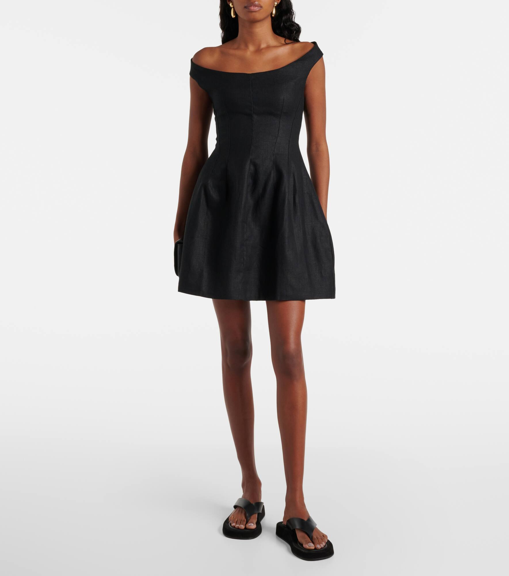 Olmeto off-shoulder linen minidress - 2