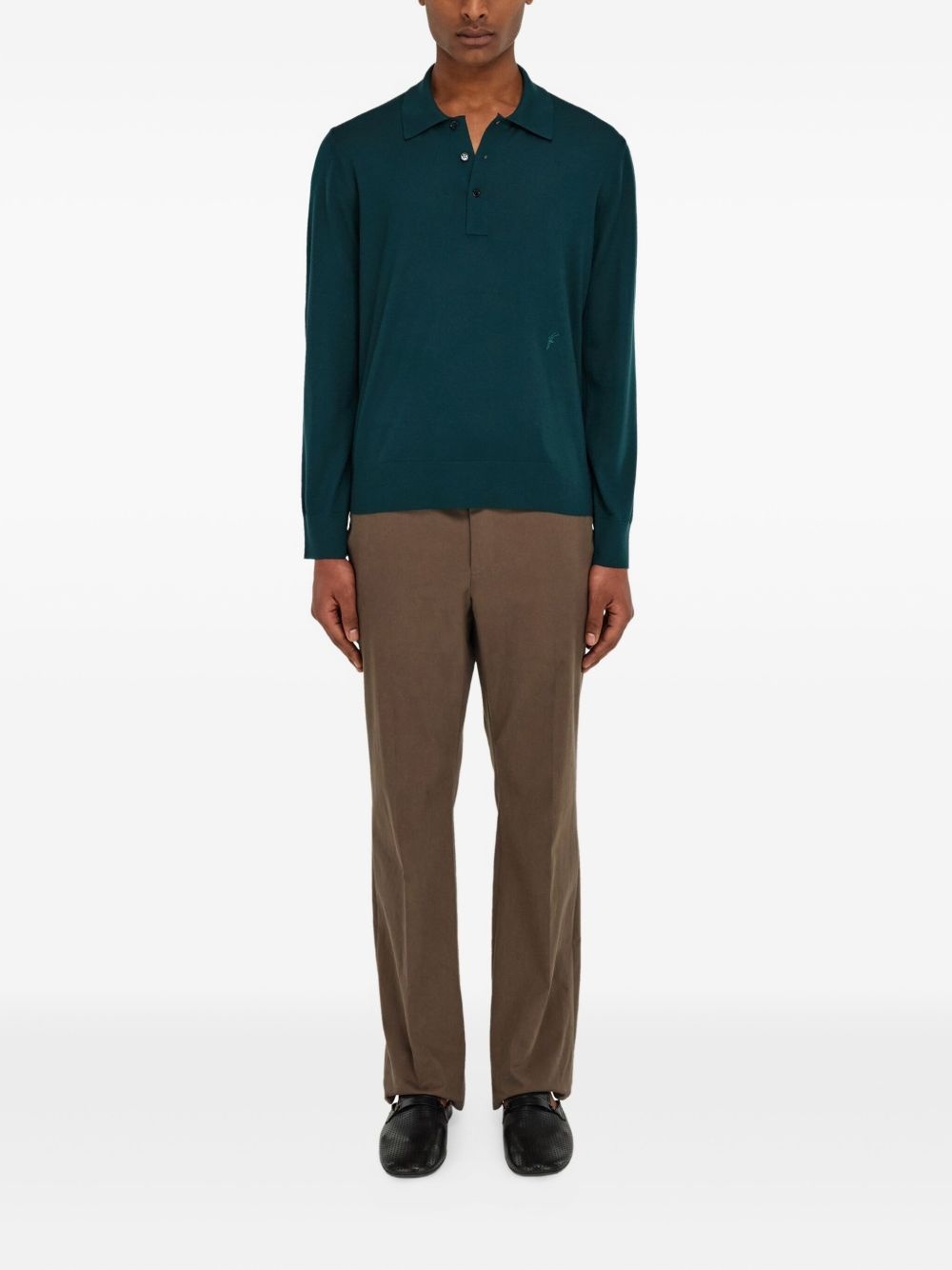 long-sleeved wool polo shirt - 2