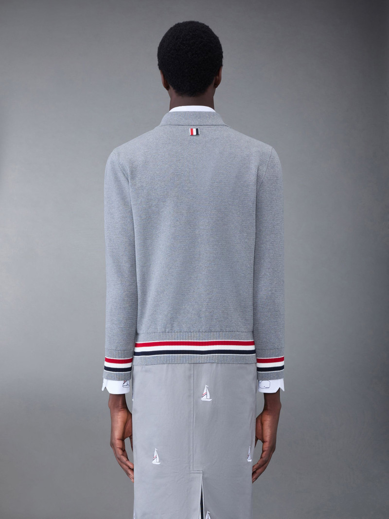 Thom Browne Textured Cotton Back Stripe Bomber Jacket outlook